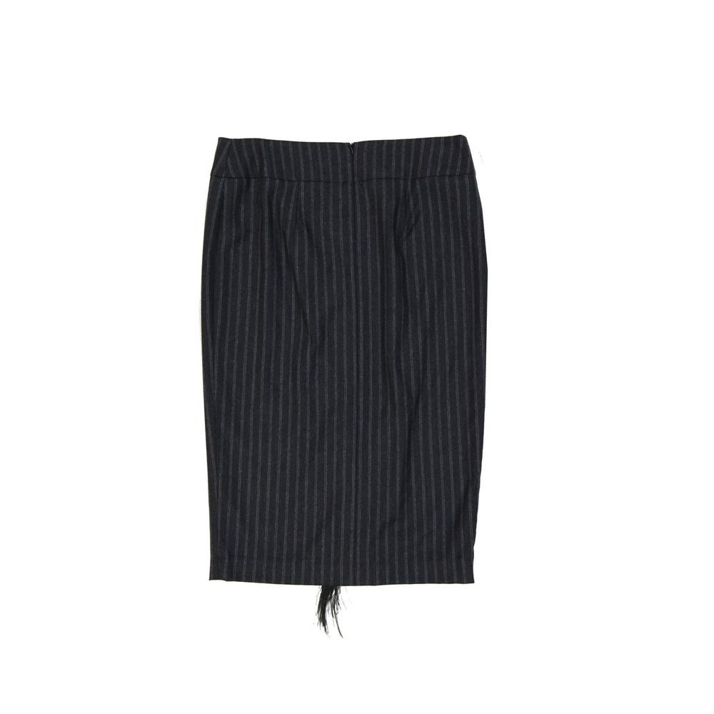 Gray Virgin Wool Long Skirt