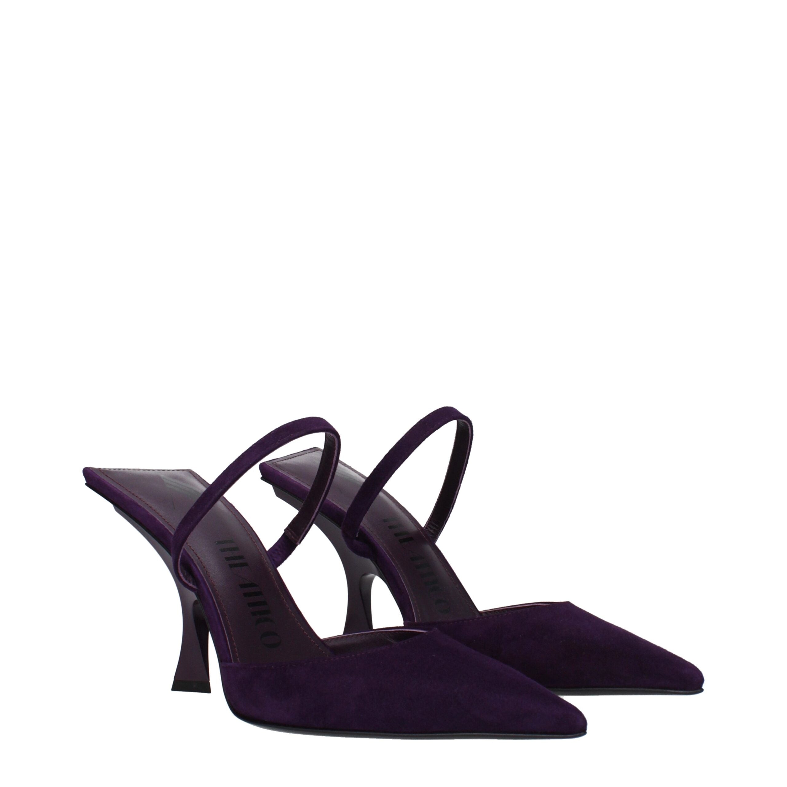 Purple Leather Stiletto Heel Sandals