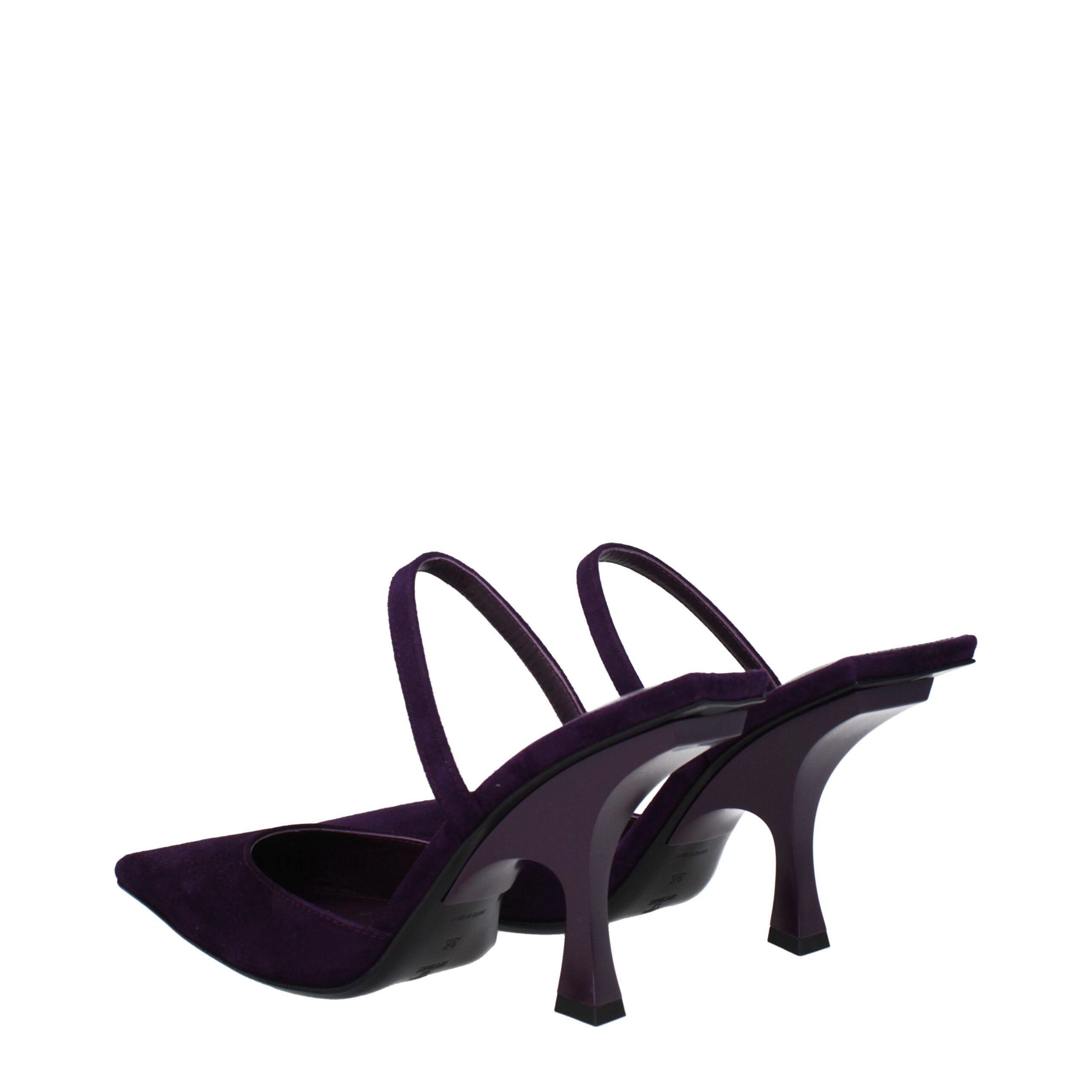 Purple Leather Stiletto Heel Sandals