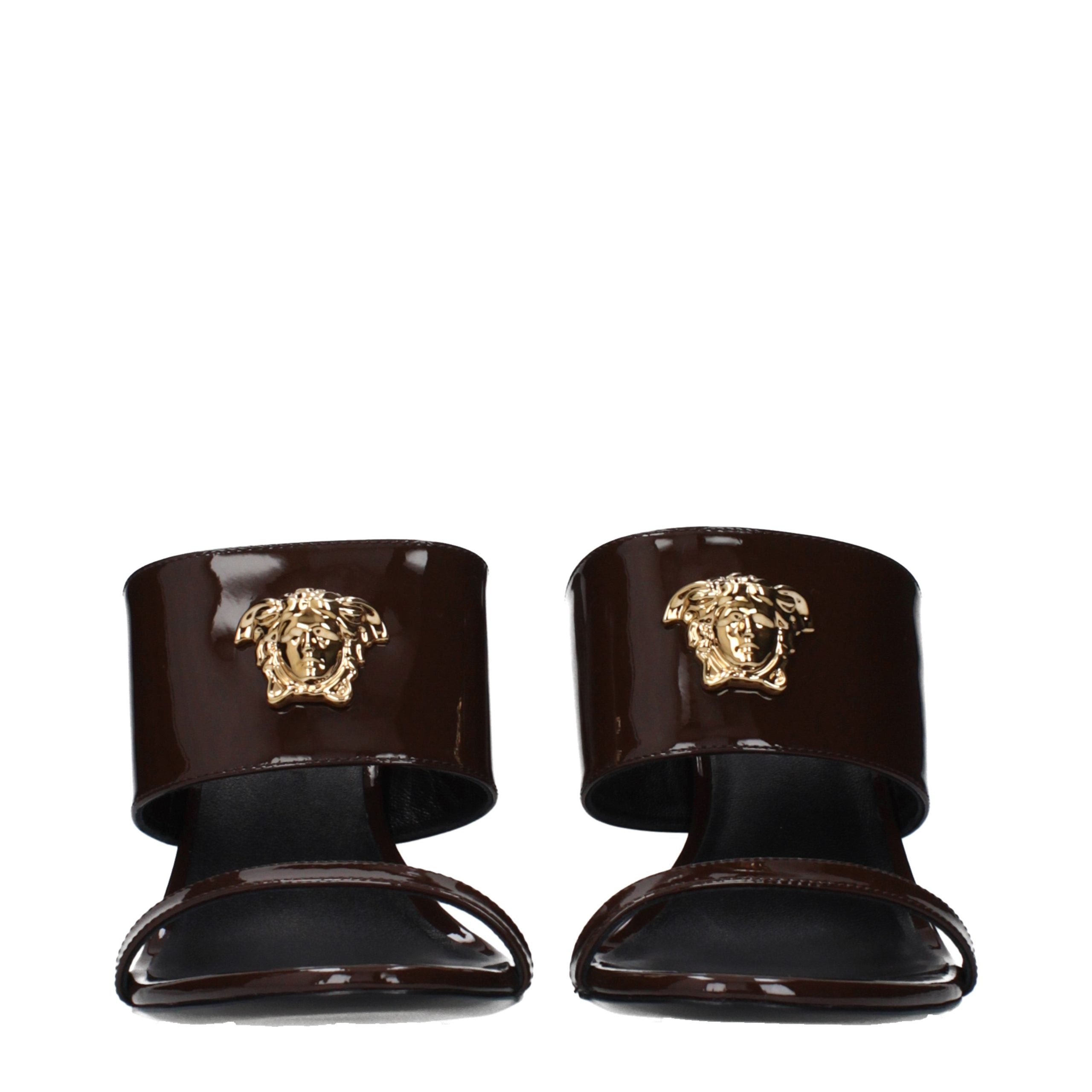 Brown Leather Stiletto Heel Sandals