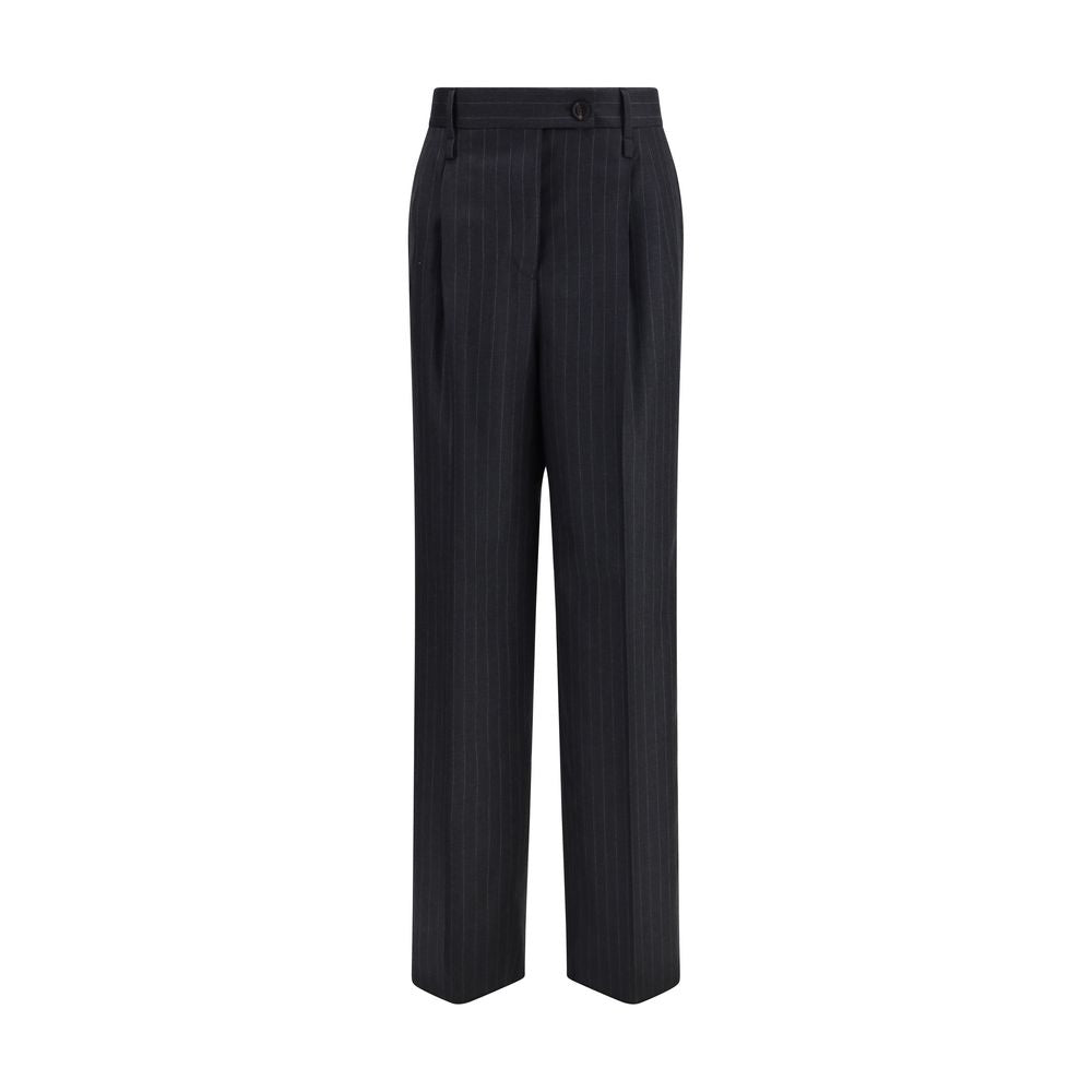 Gray Fleece Wool Casual Pants