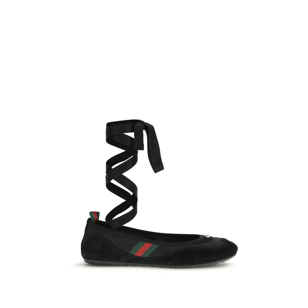 Black Fabric Ballet Flats