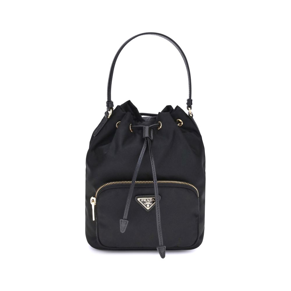 Black Recycled Polyamide Backet Bag