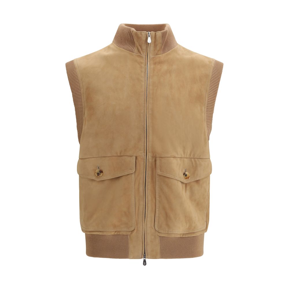 Beige Lamb Ovis Aries Aries Sleveless Jacket