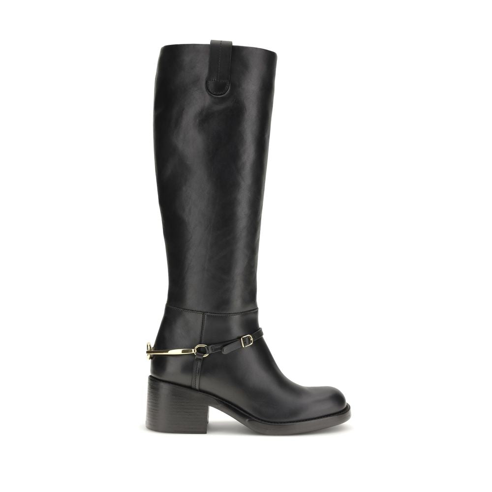 Black Calf Leather Bos Taurus Lace-Up Boots