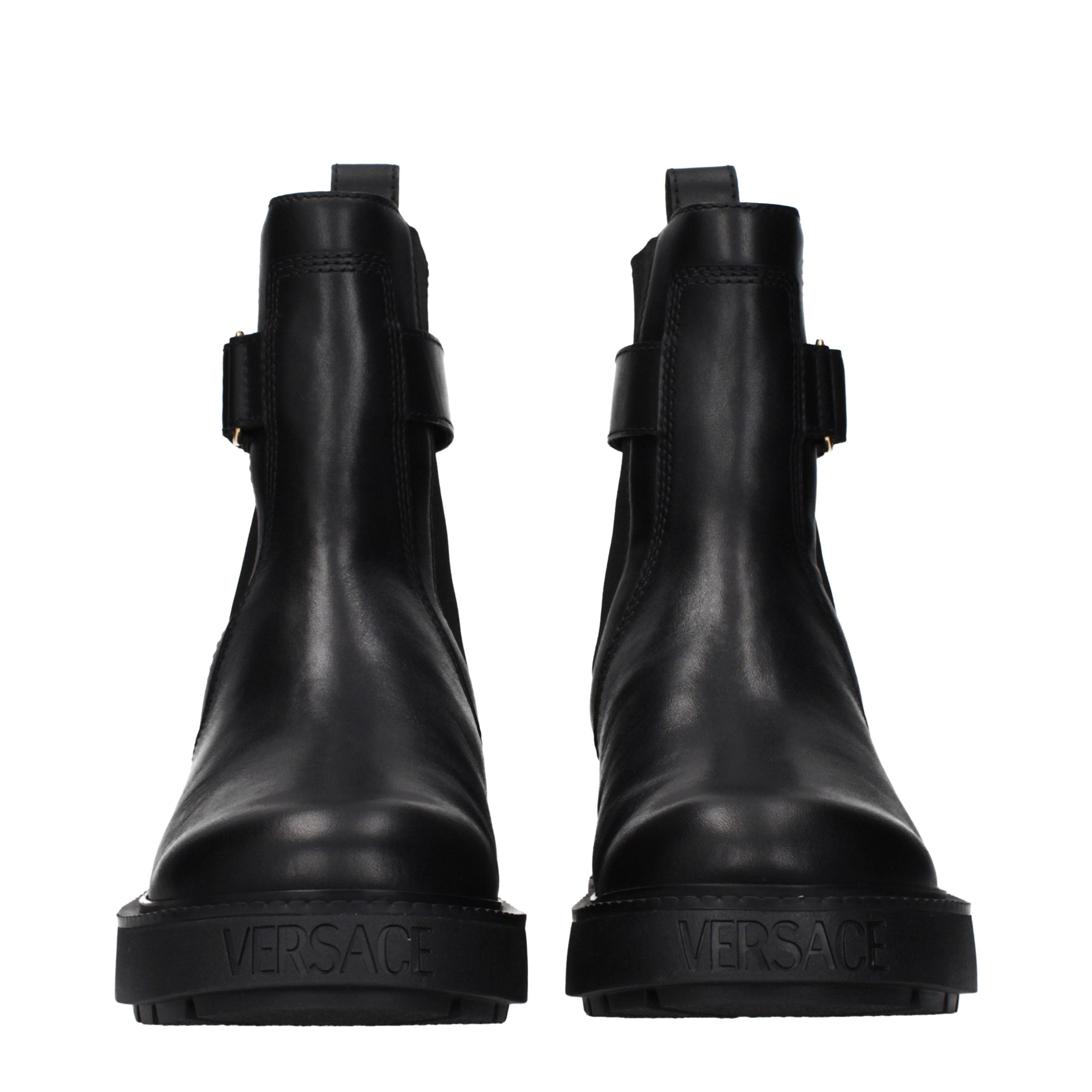 Black Leather Ankle Boots