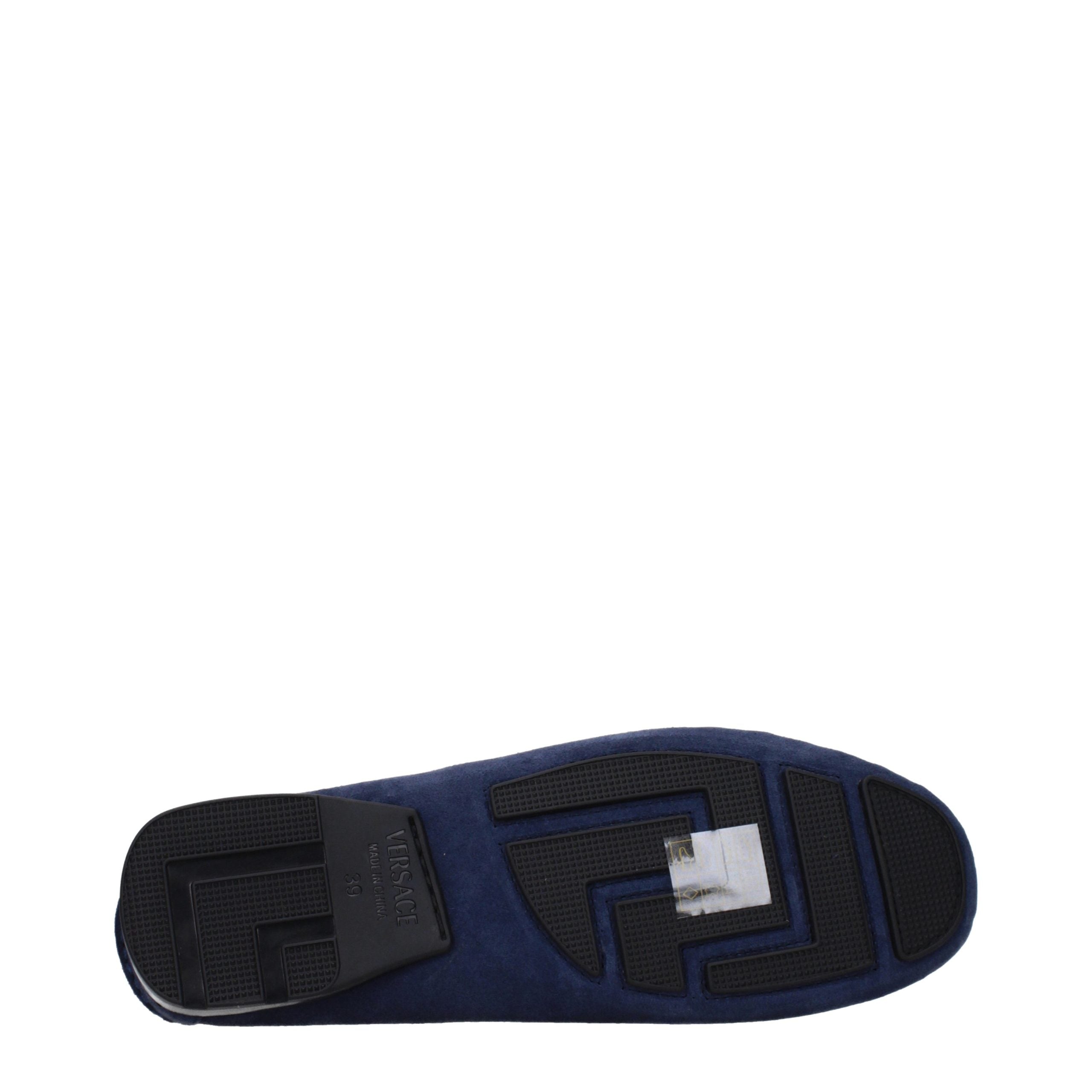 Blue Leather Slip-On Loafers