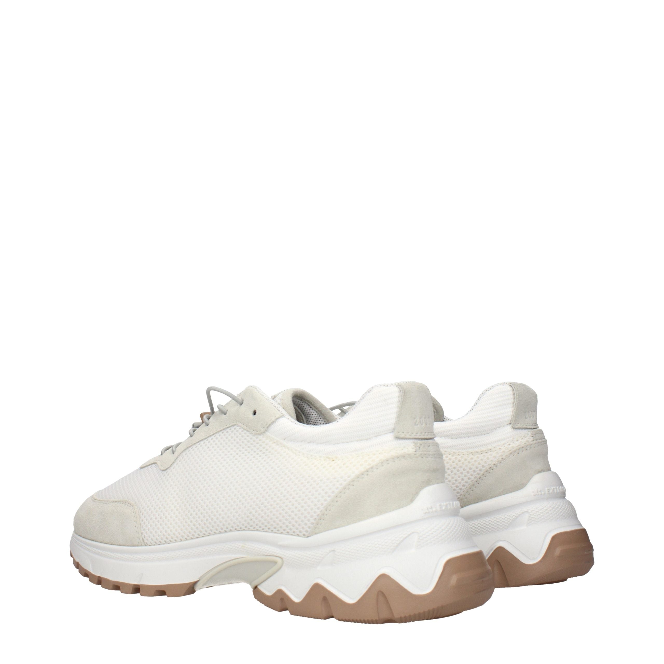 White Fabric Low Top Sneakers