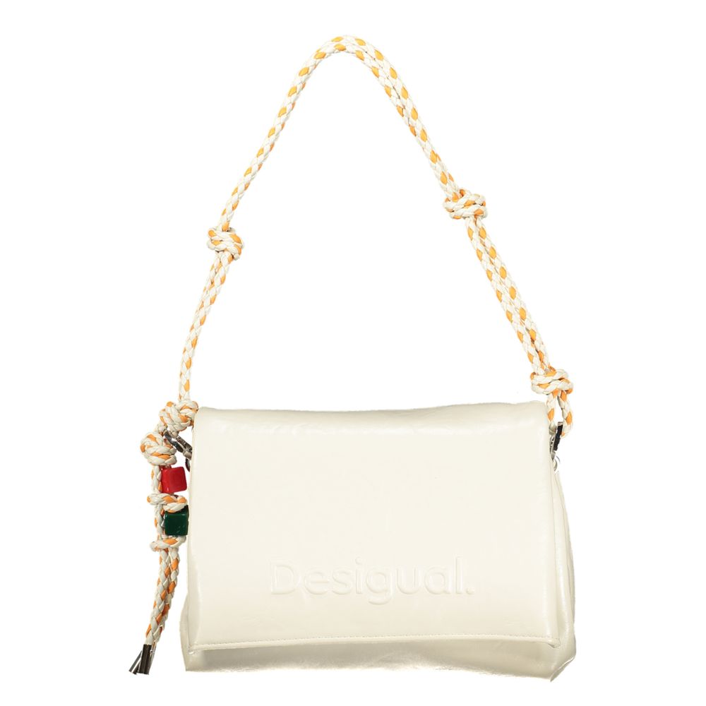 Ecru Polyurethane Women Handbag