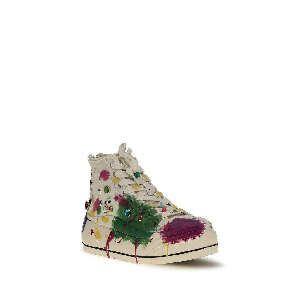 Multicolor Cotton High Top Sneakers