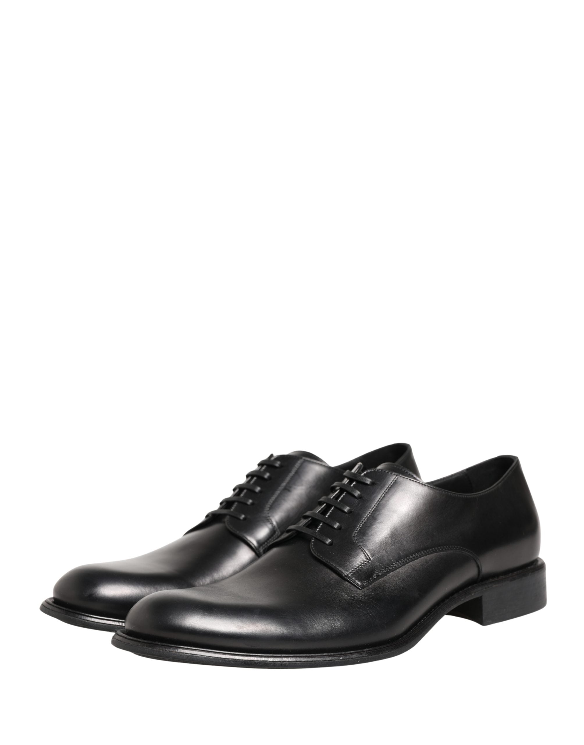 Black Calfskin Leather Derby Men Dress Shoes