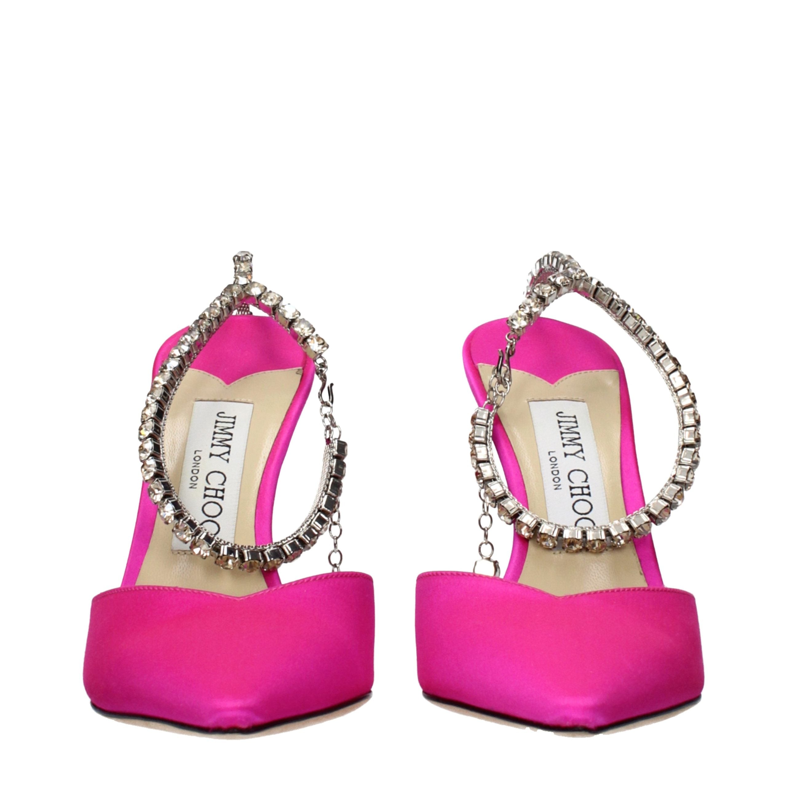 Pink Satin Stiletto Heel Sandals