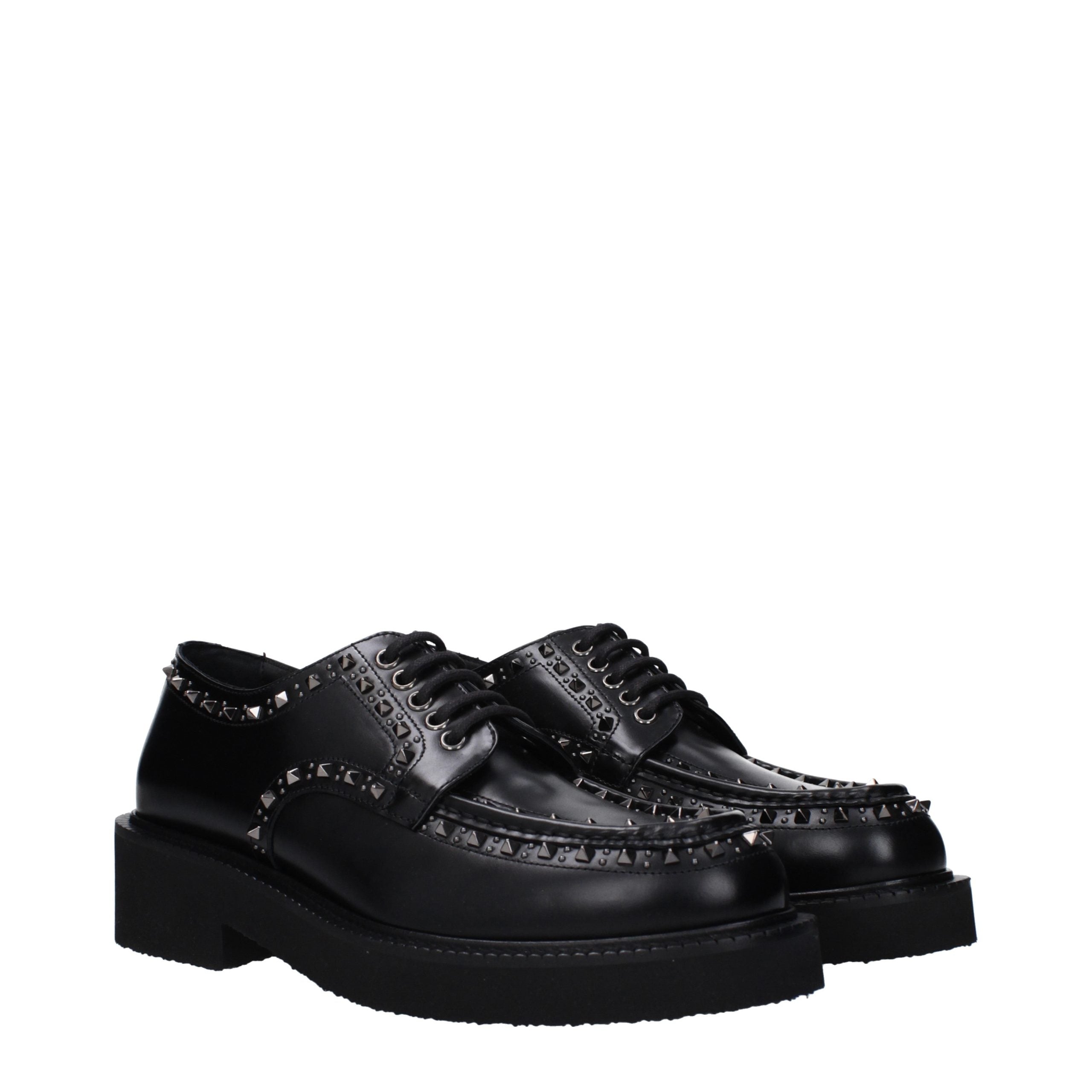 Black Leather Oxfords And Derbies