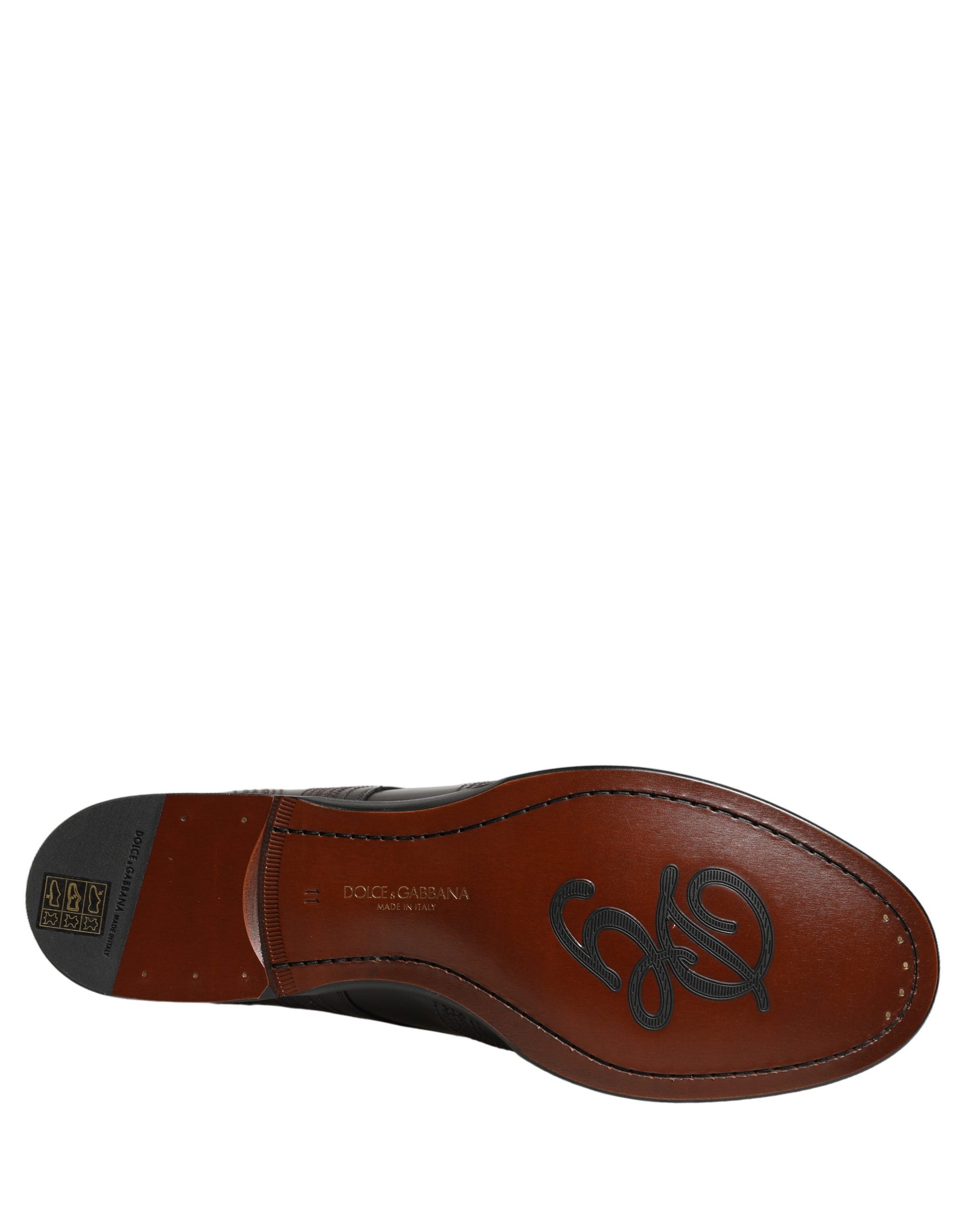 Black Embroidered Leather Derby Dress Shoes