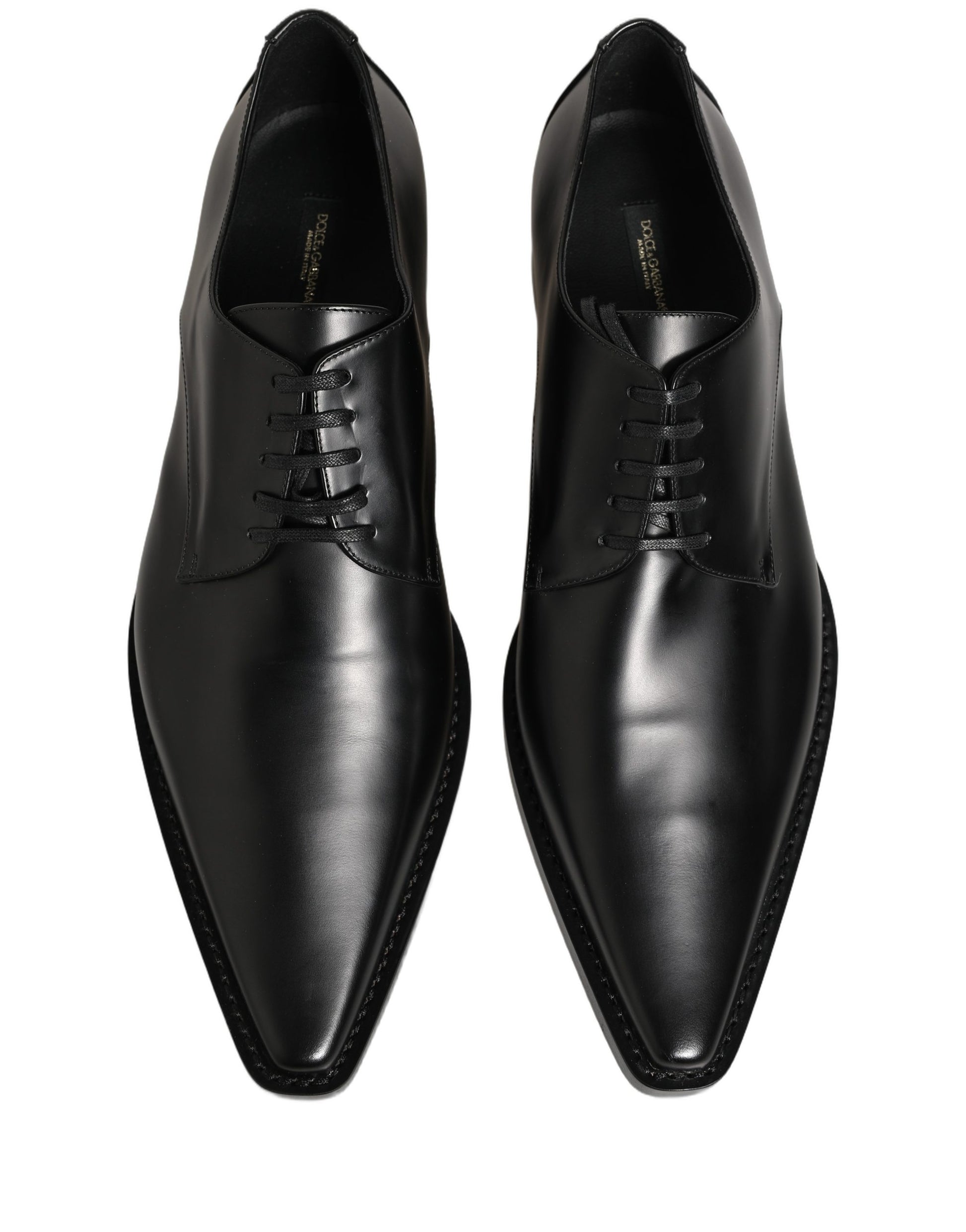 Black Leather Lace Up Derby Dress Shoes