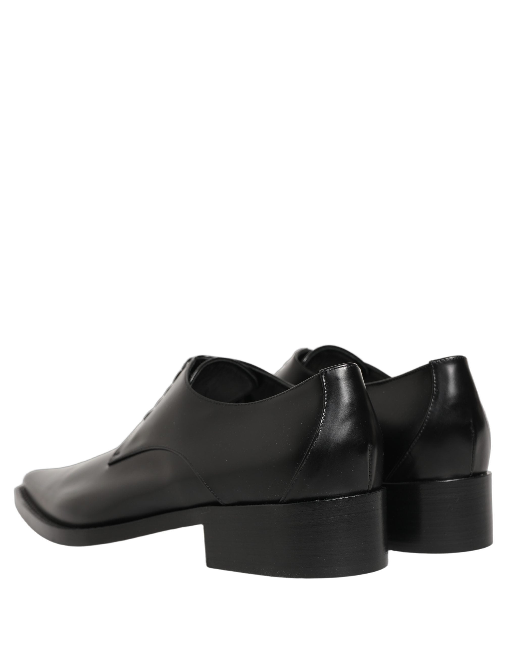 Black Leather Lace Up Derby Dress Shoes