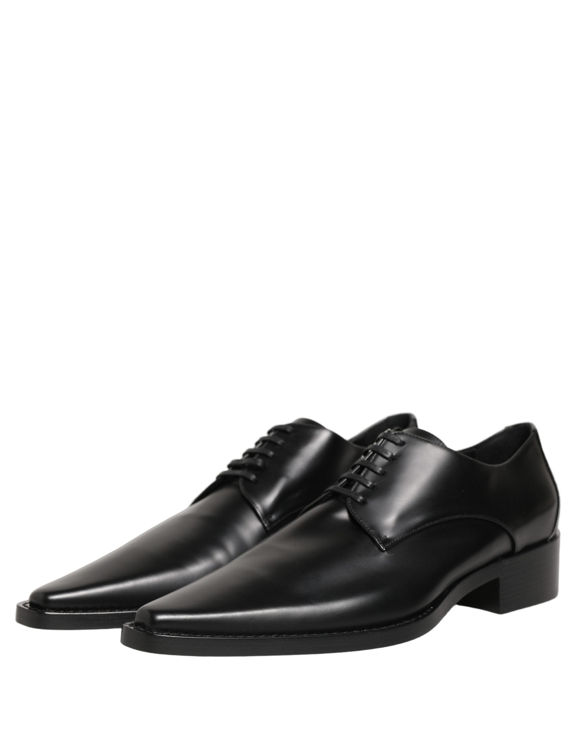 Black Leather Lace Up Derby Dress Shoes