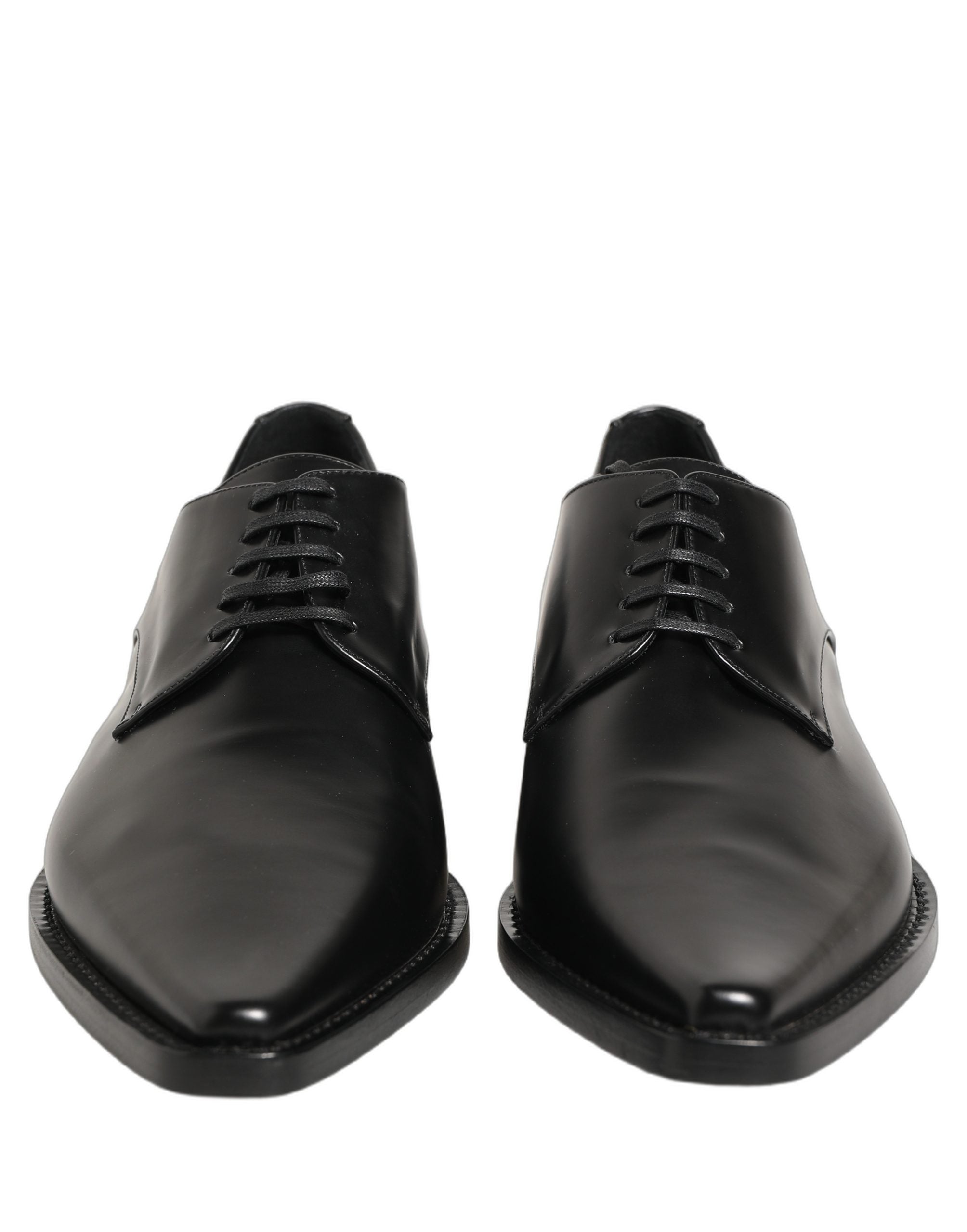 Black Leather Lace Up Derby Dress Shoes