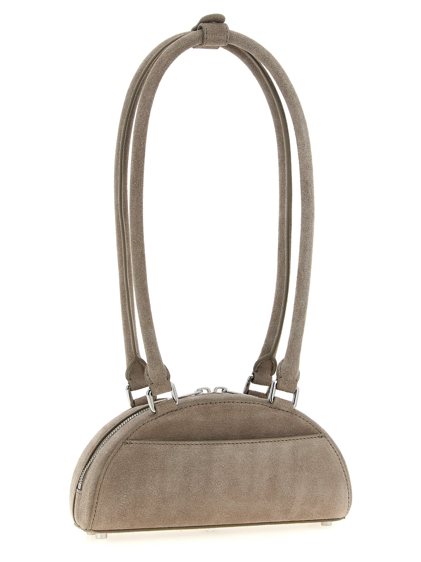 Gray Lamb Leather Shoulder Bag
