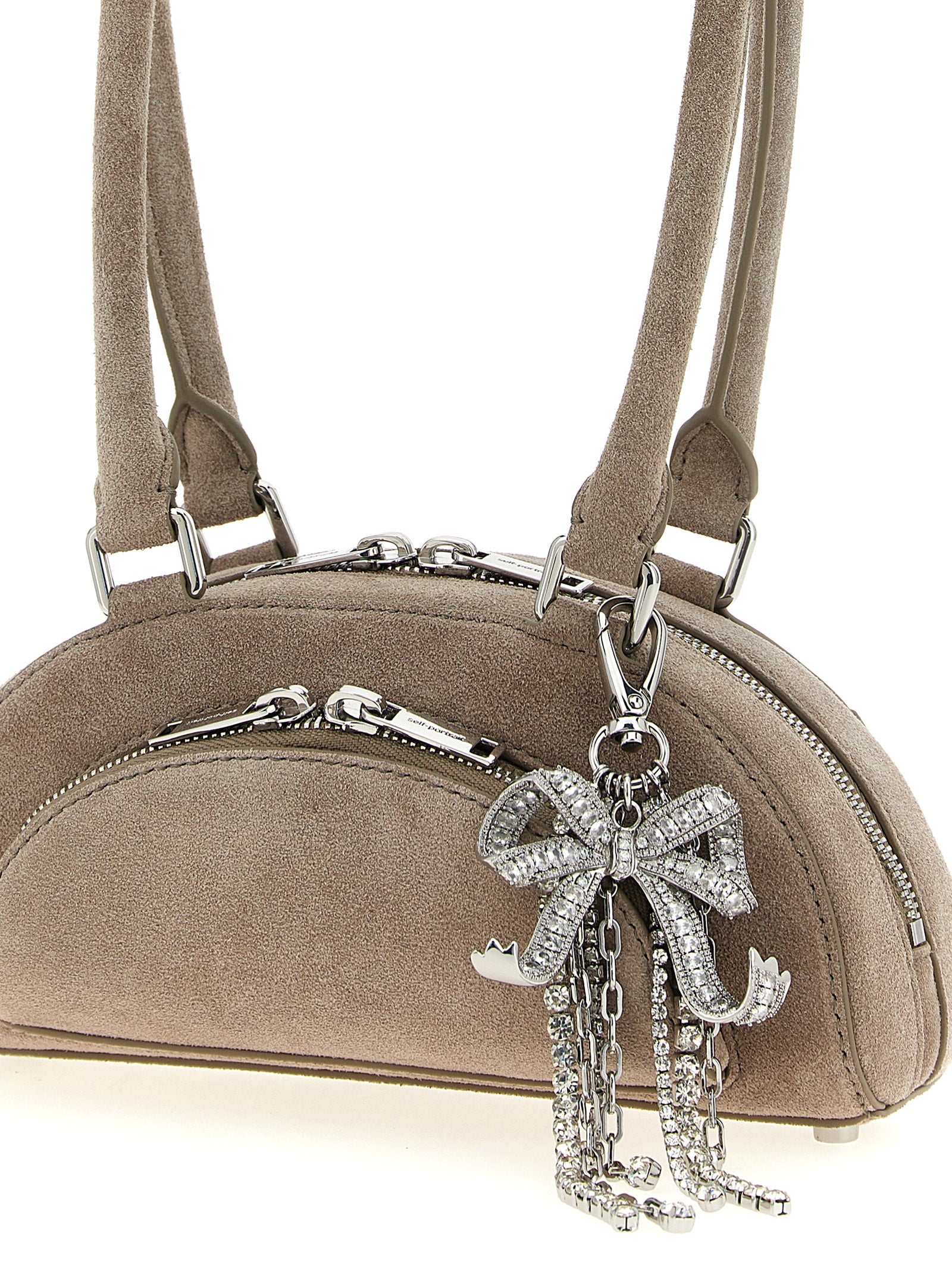 Gray Lamb Leather Shoulder Bag