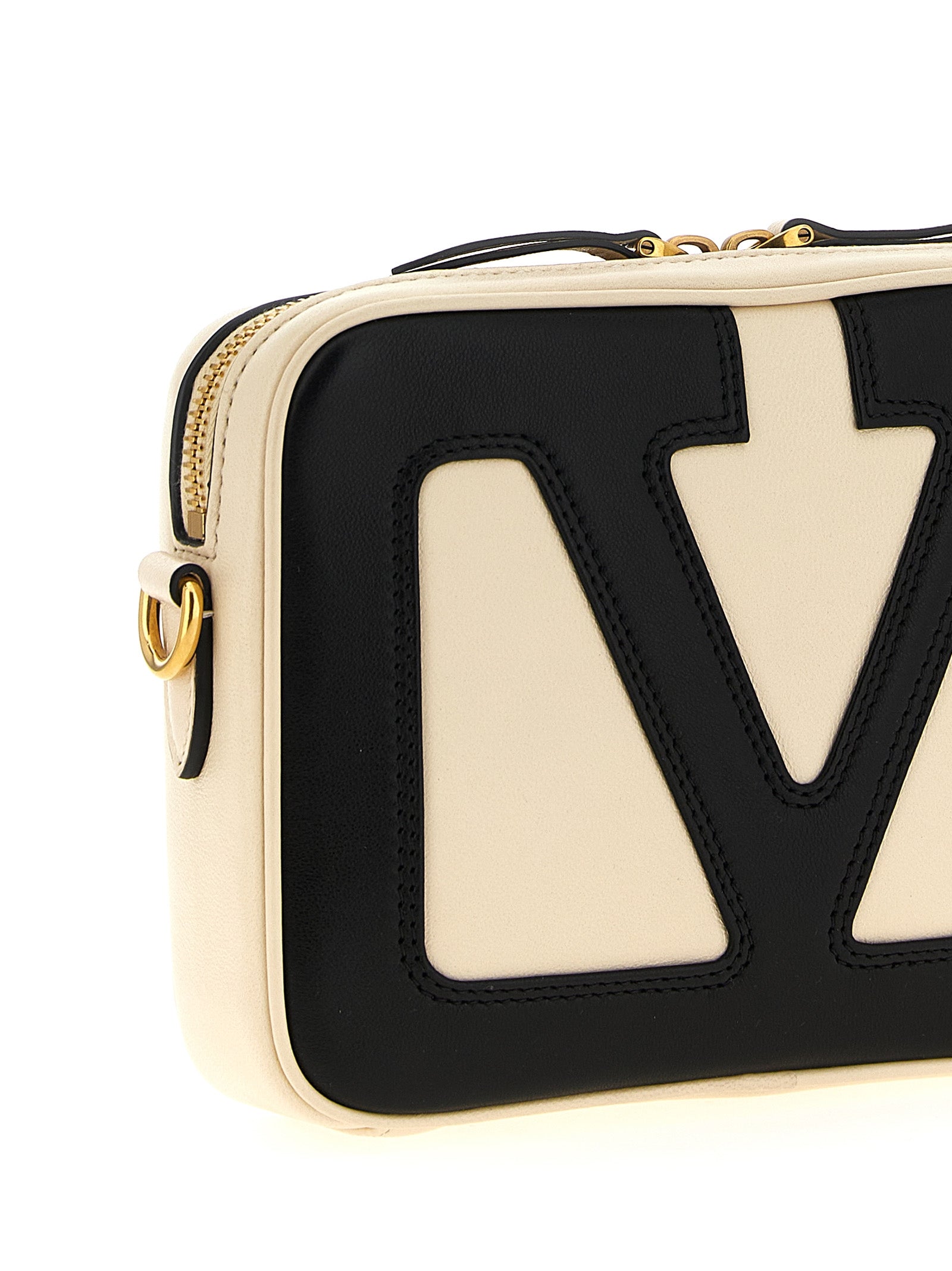 Bicolor Lamb Leather Crossbody Bag