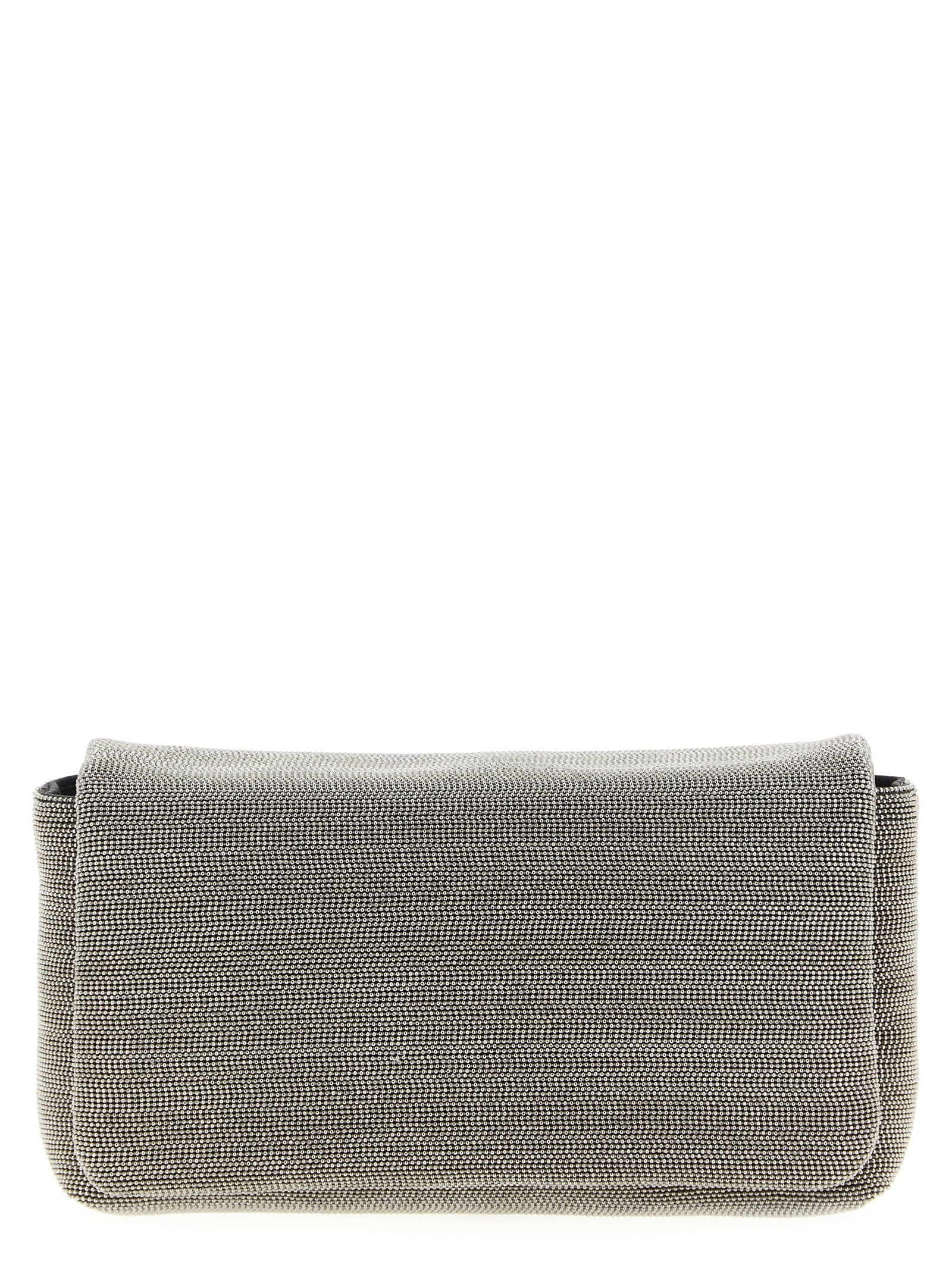 Silver Leather Clutch Bag