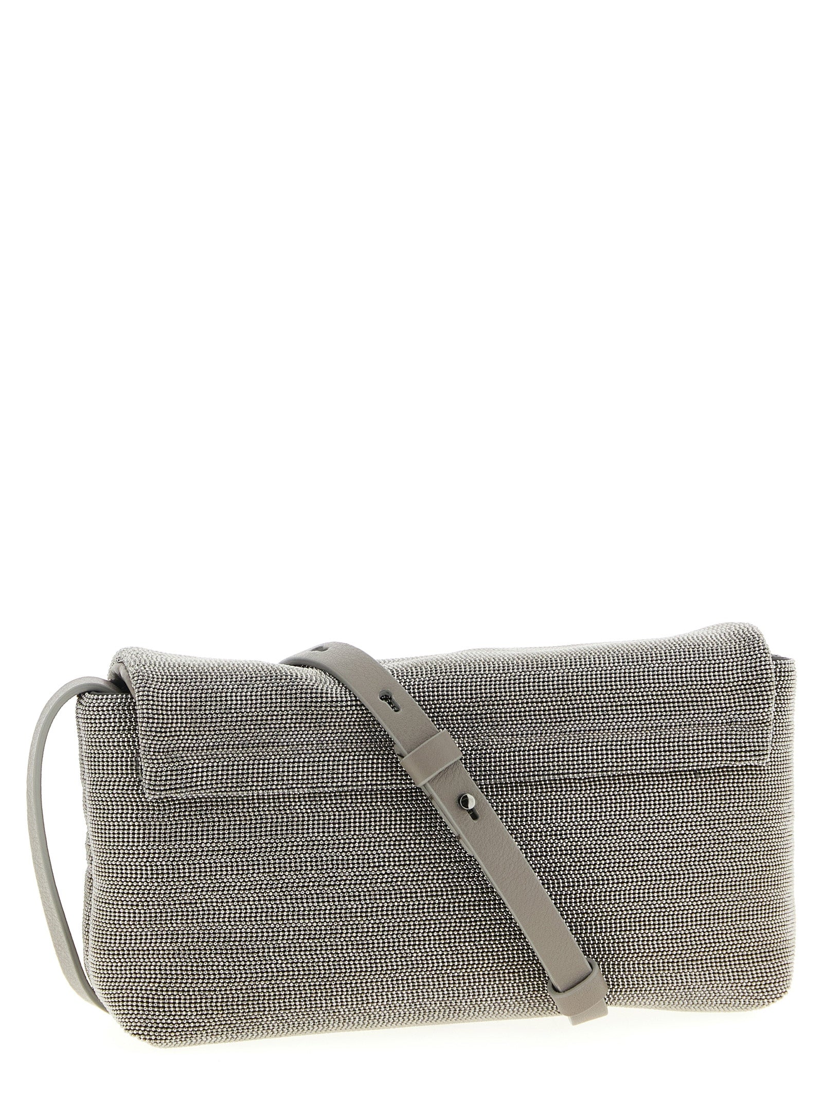 Silver Leather Clutch Bag