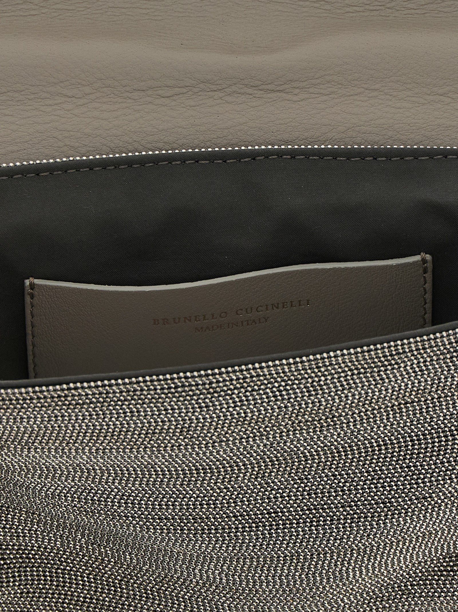 Silver Leather Clutch Bag