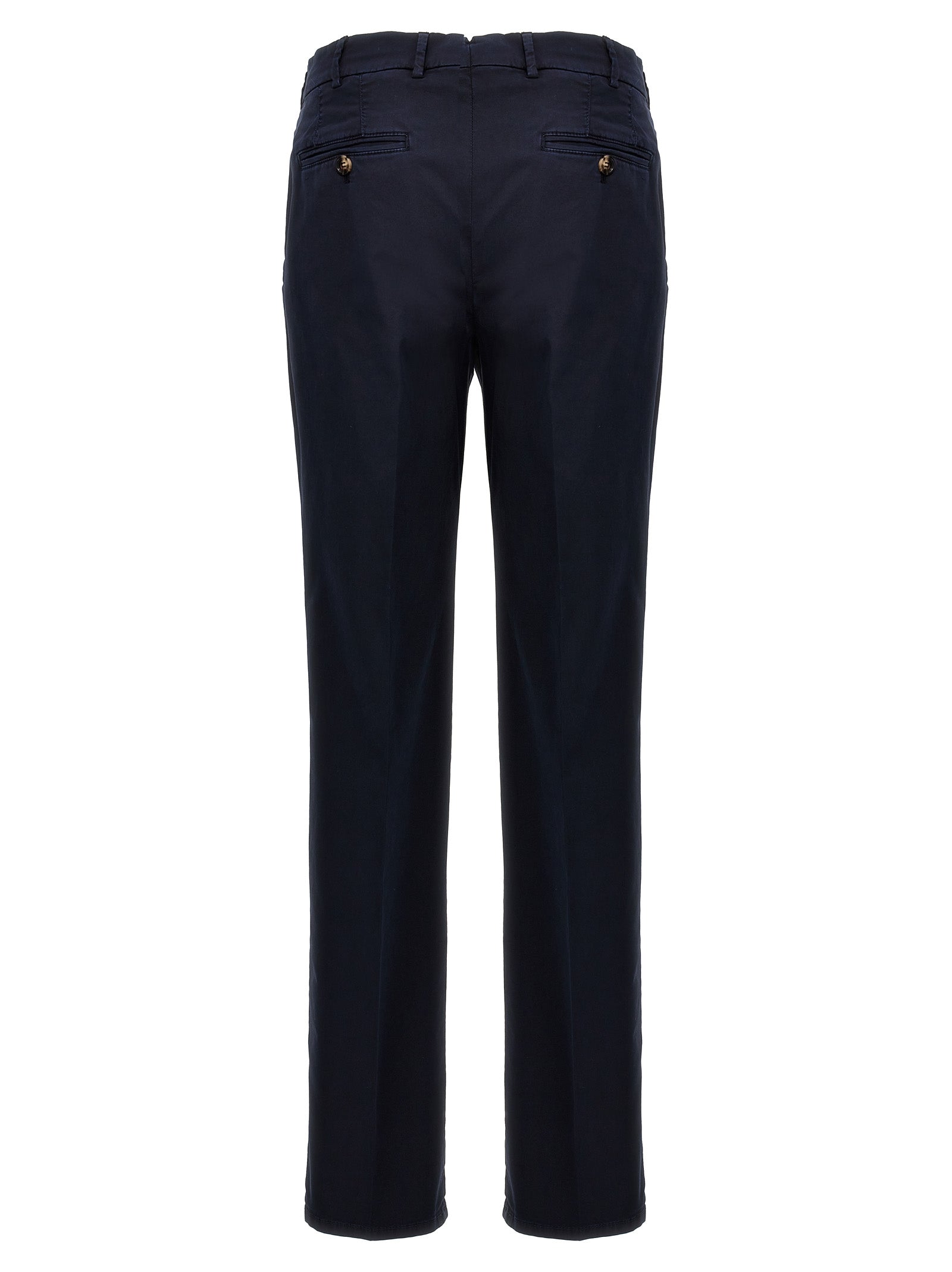 Blue Cotton Casual Pants