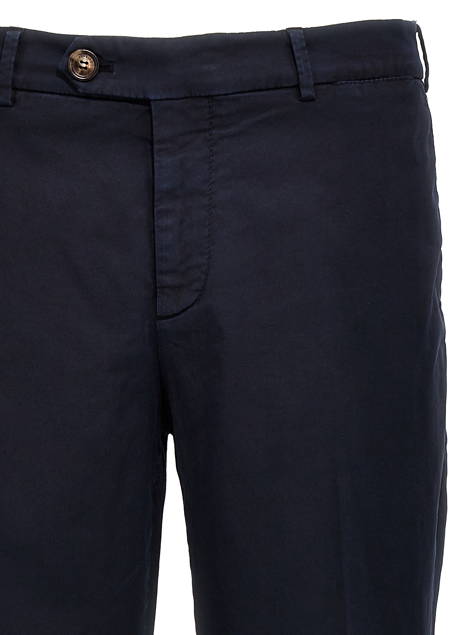 Blue Cotton Casual Pants