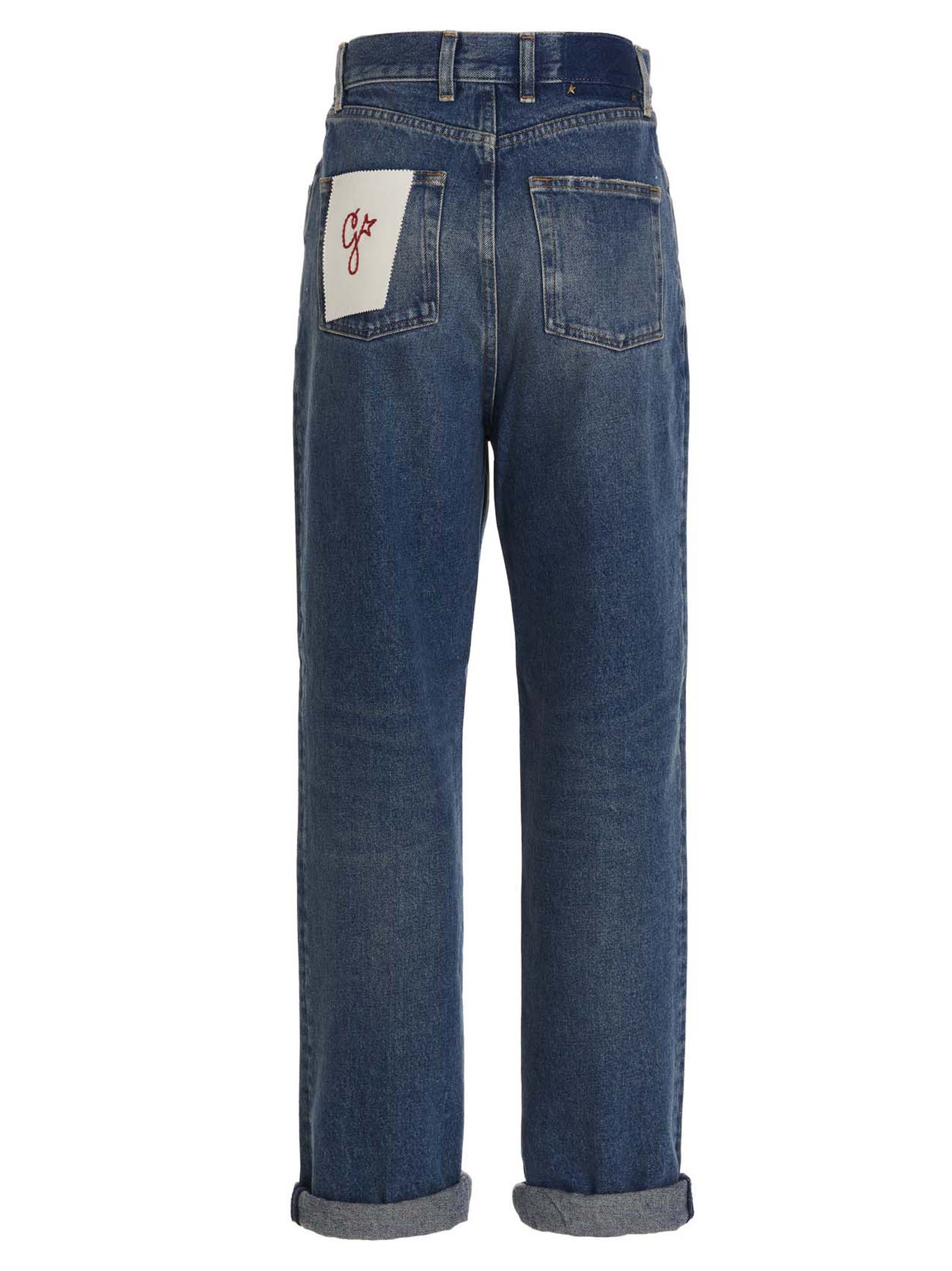 Blue Cotton Straight-Leg Jeans