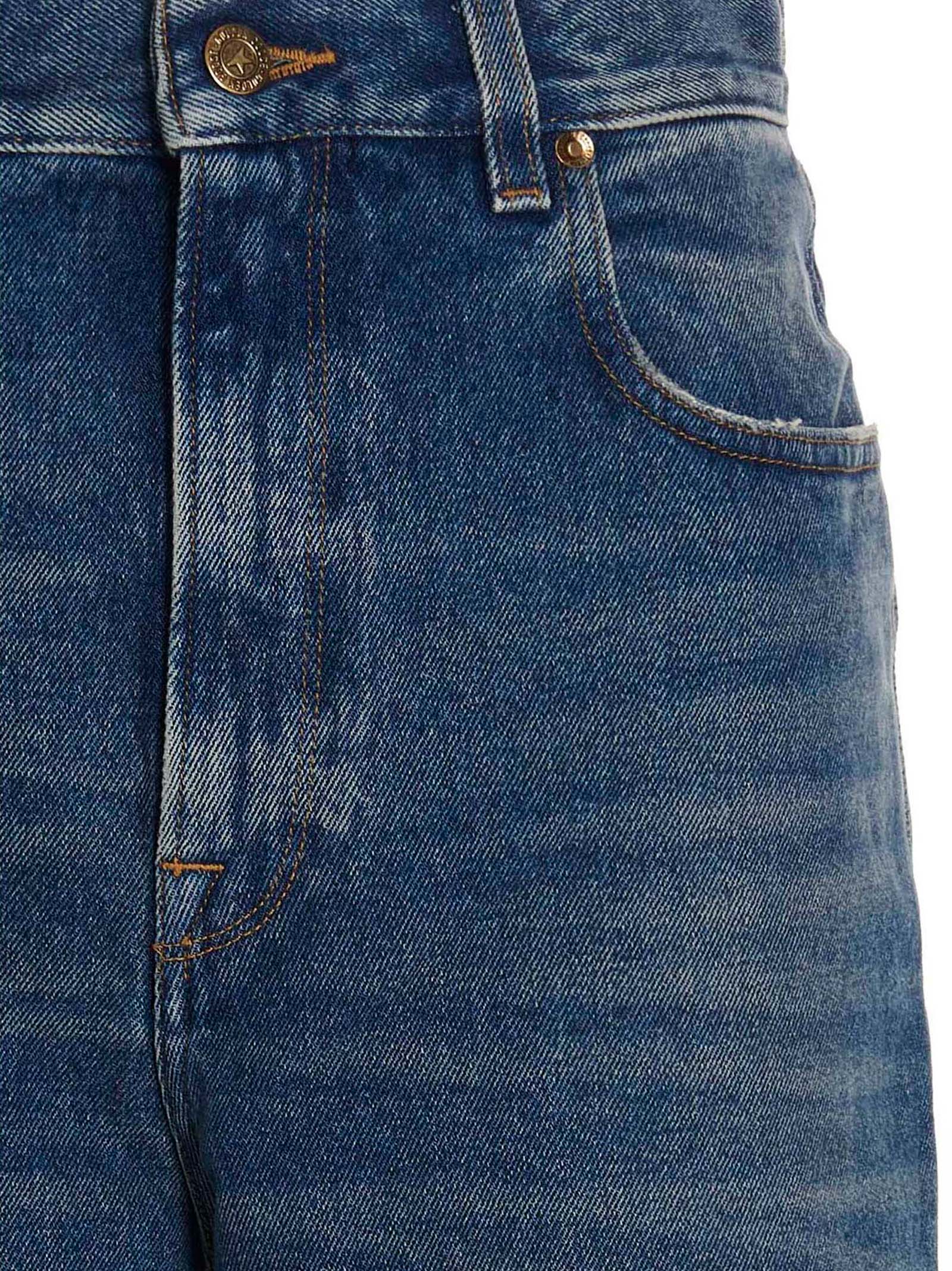 Blue Cotton Straight-Leg Jeans