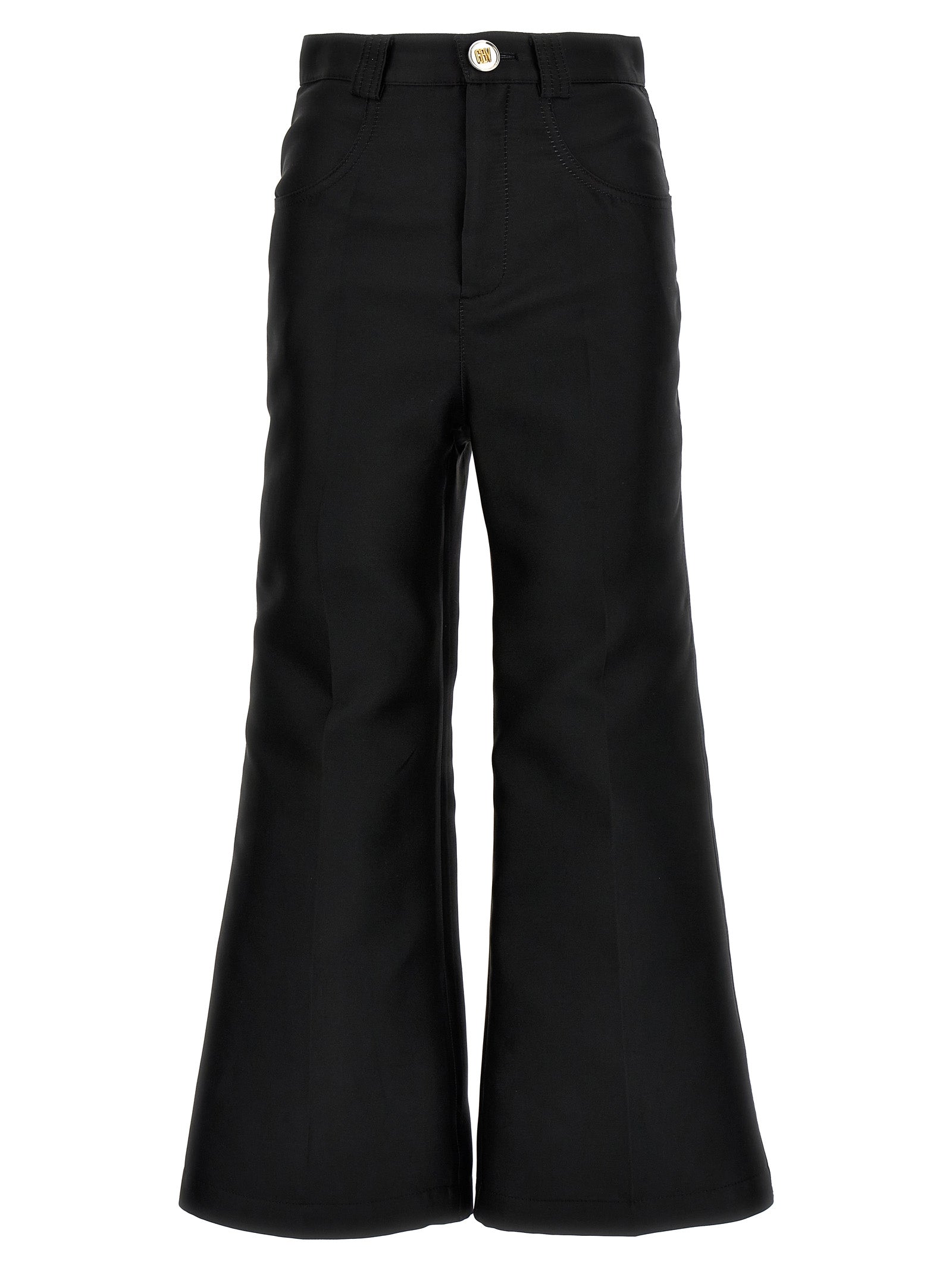 Black Polyester Flared Pants