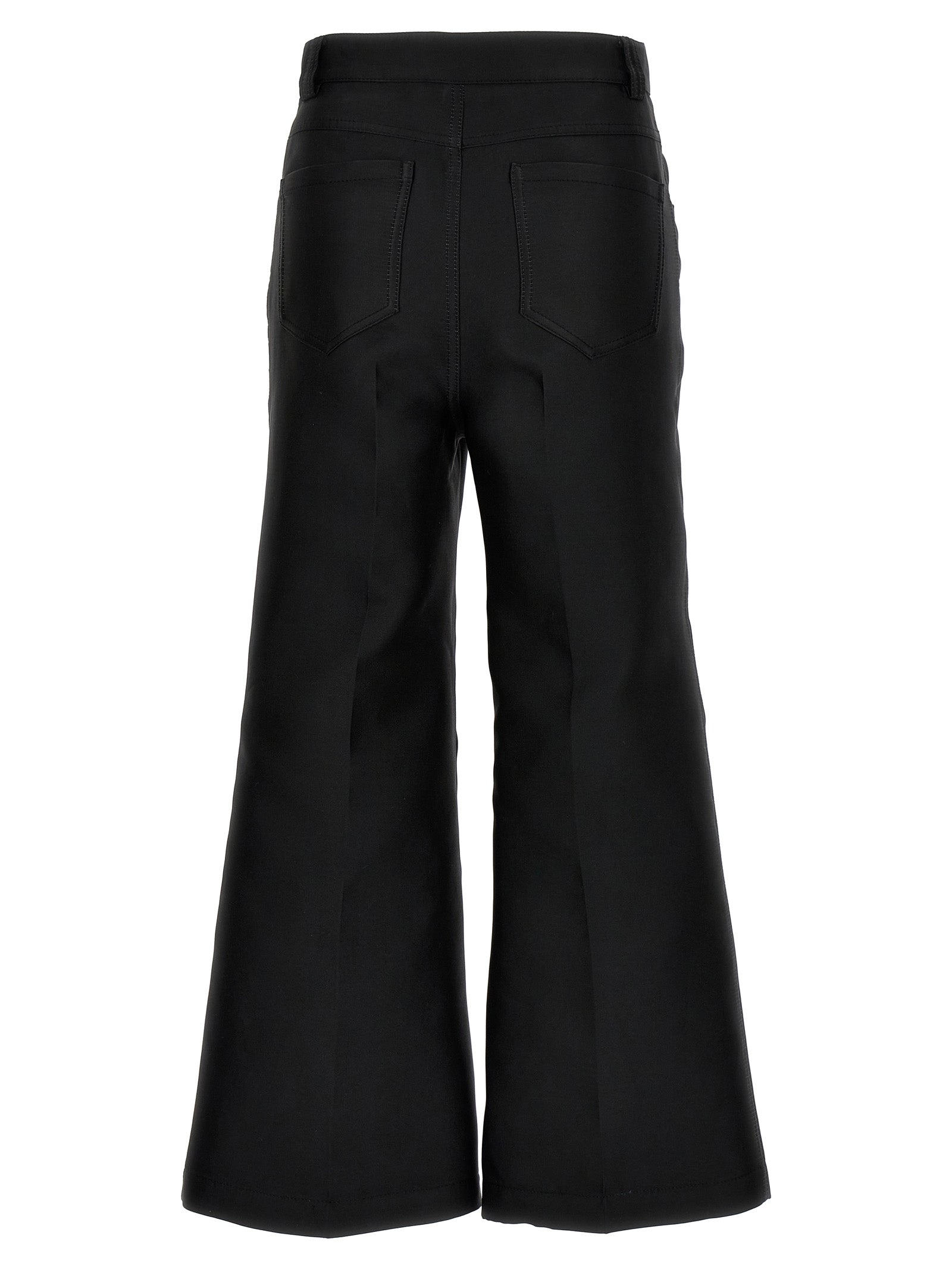 Black Polyester Flared Pants