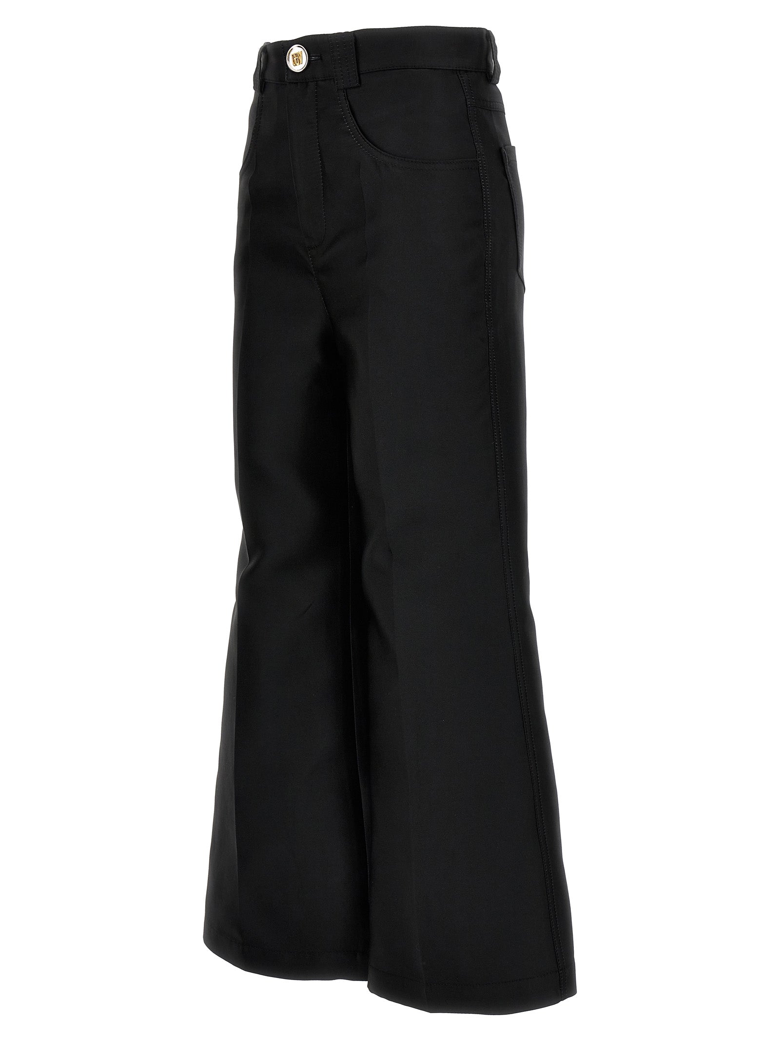 Black Polyester Flared Pants
