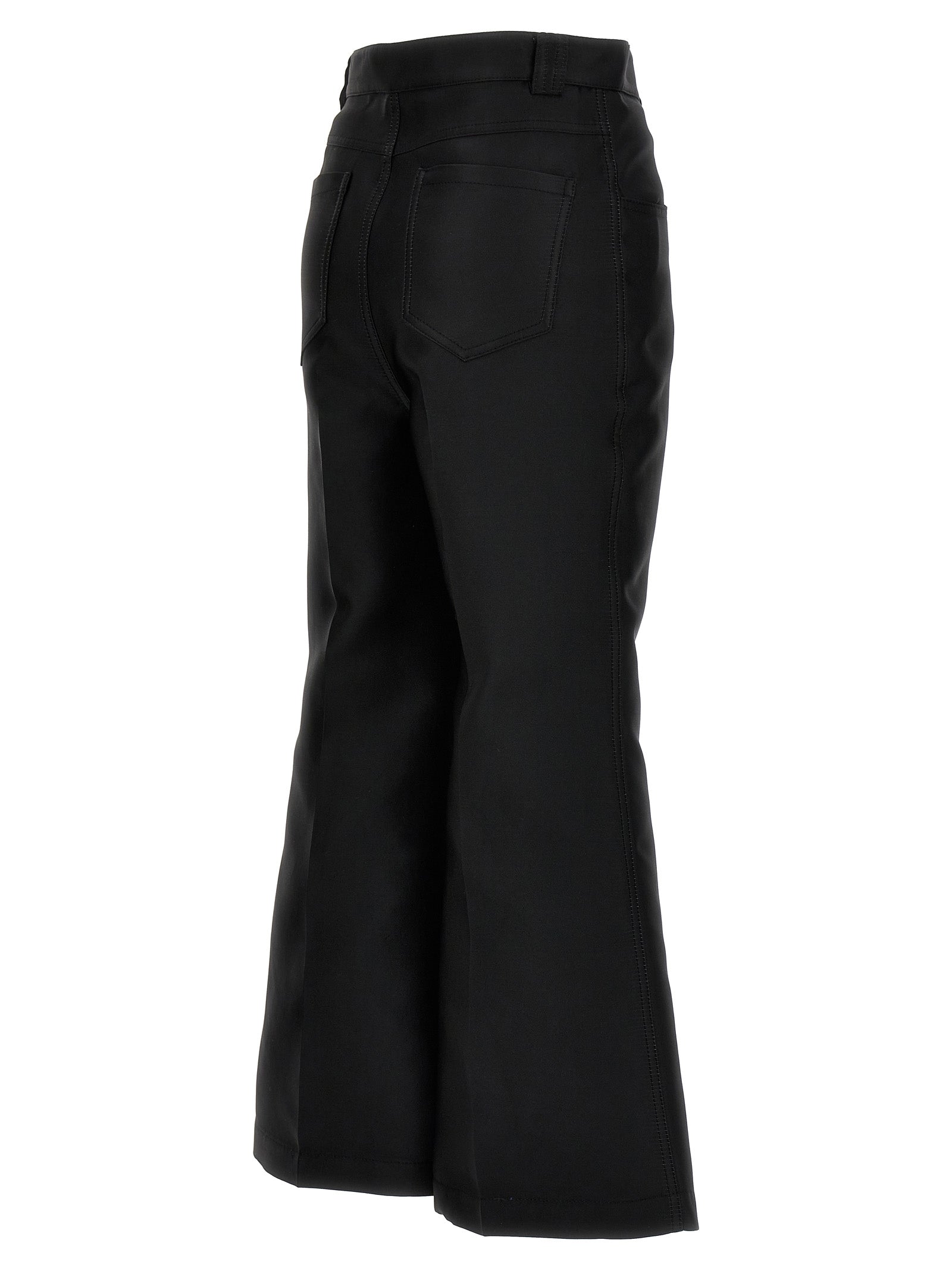 Black Polyester Flared Pants