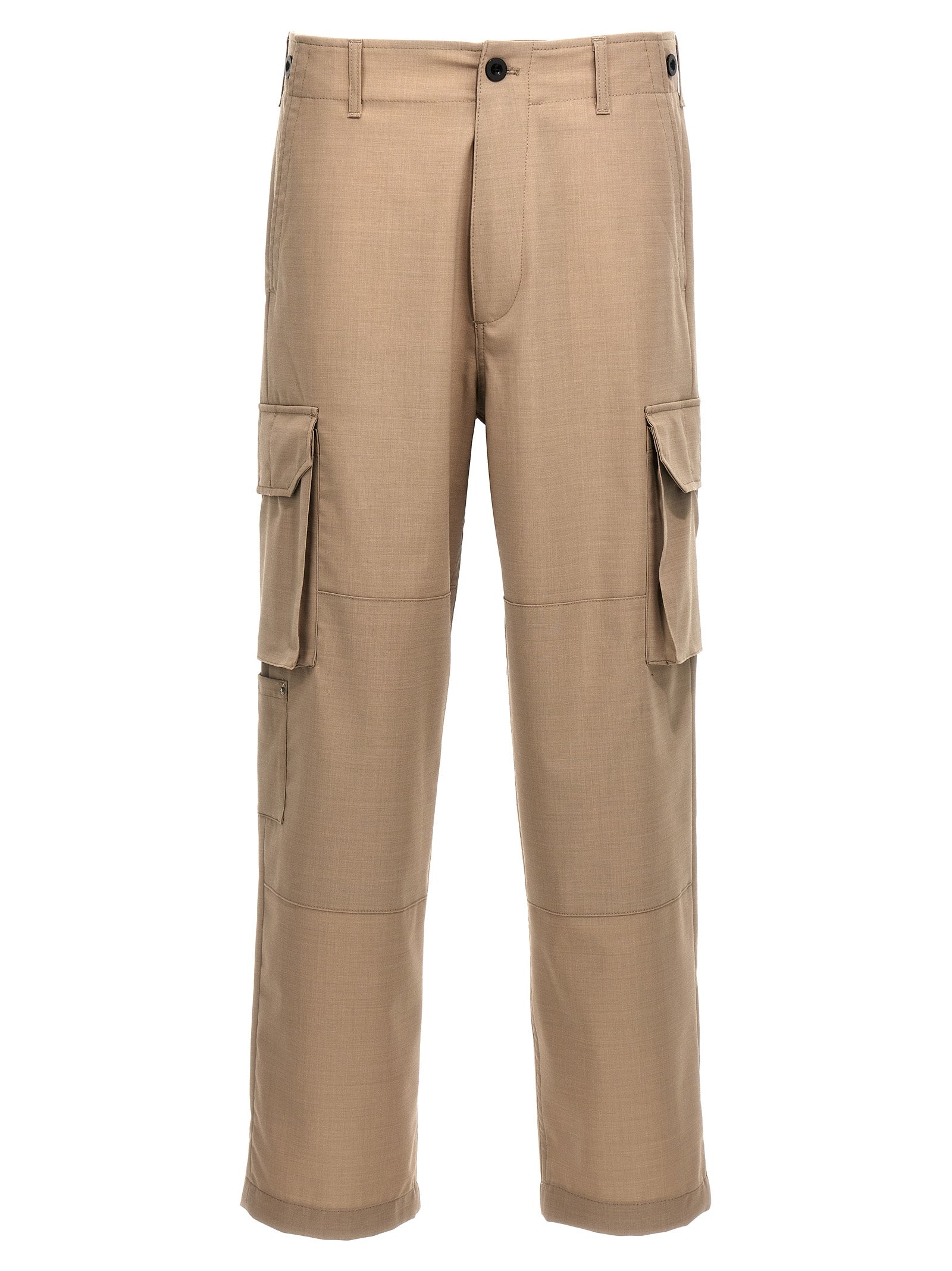 Beige Polyester Cargo Pants
