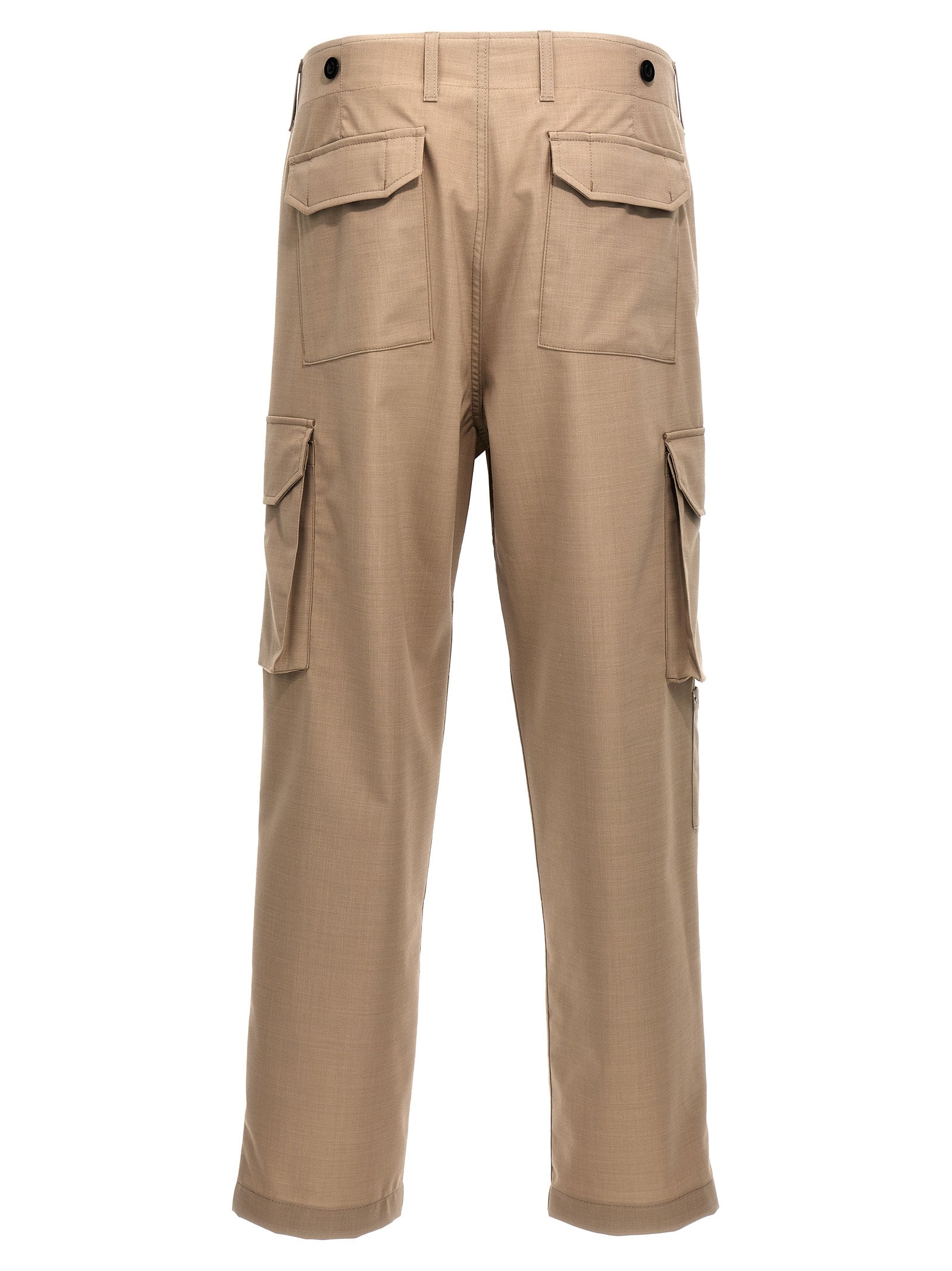 Beige Polyester Cargo Pants