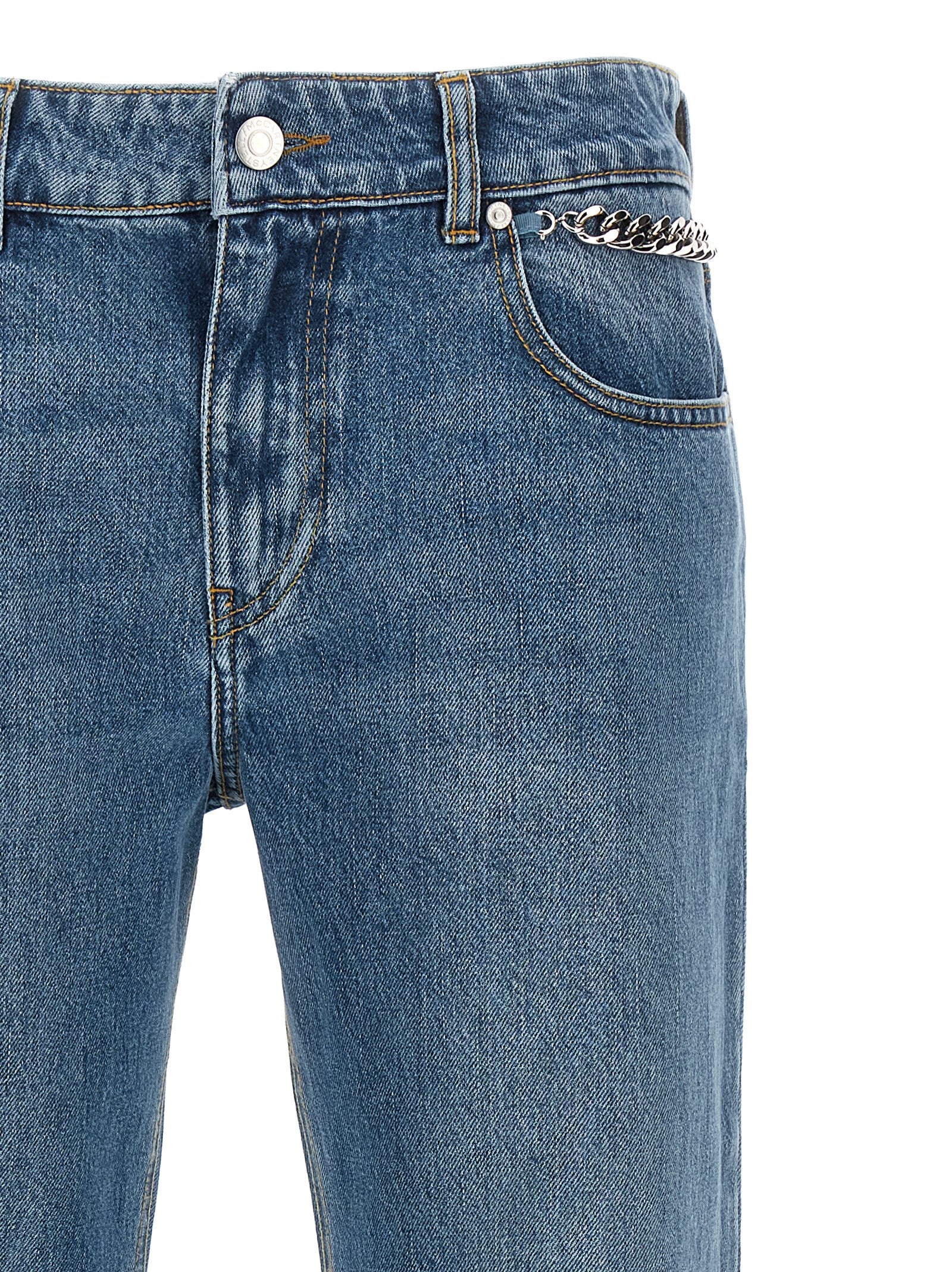 Blue Cotton Cropped Jeans