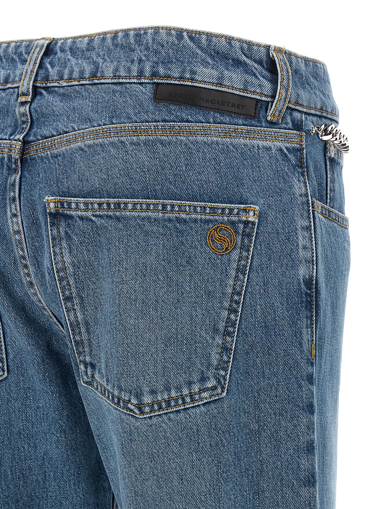 Blue Cotton Cropped Jeans