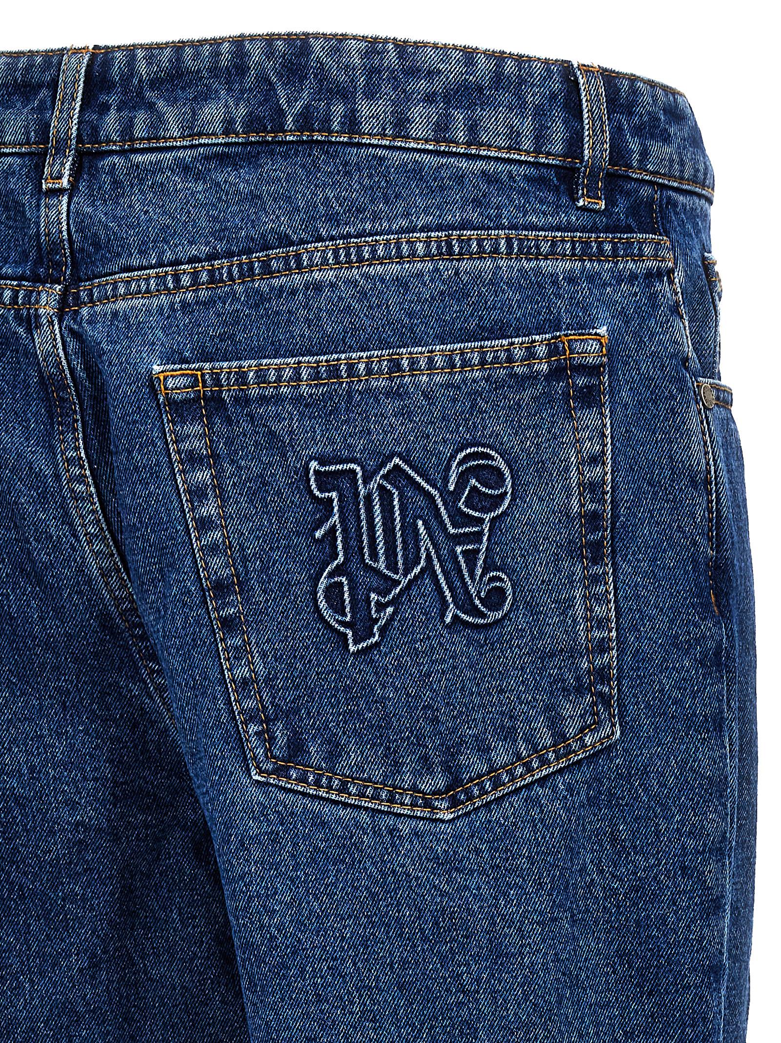 Blue Cotton Straight-Leg Jeans