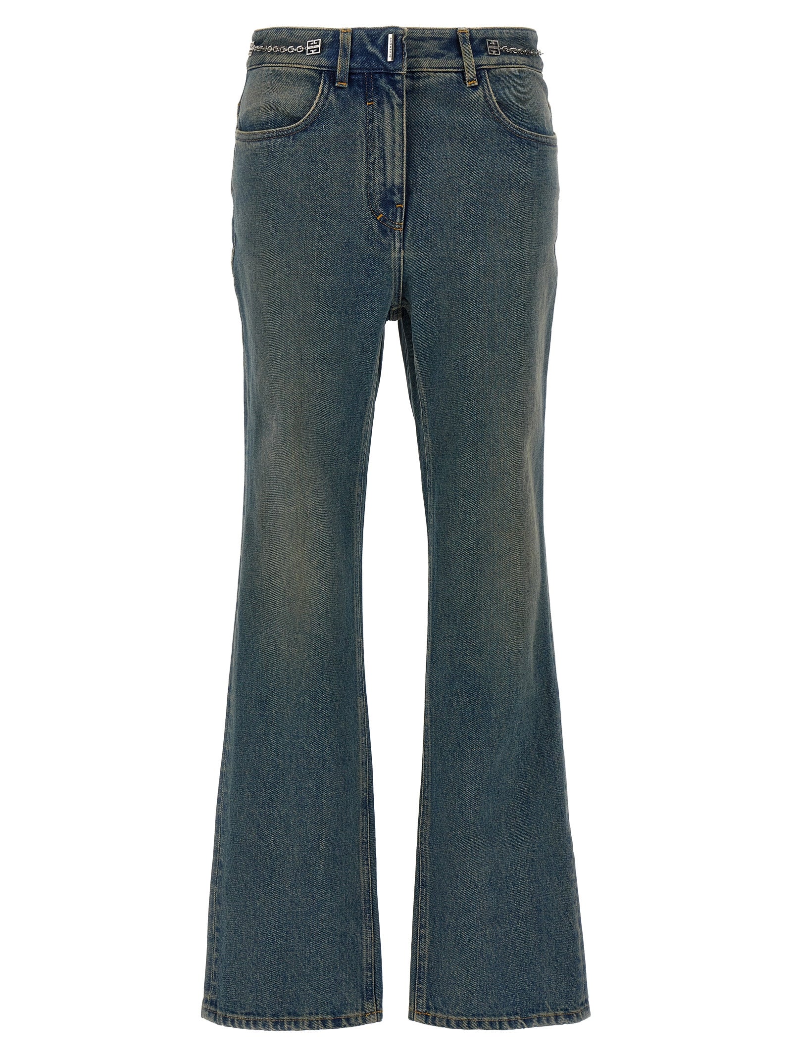 Blue Cotton Bootcut Jeans