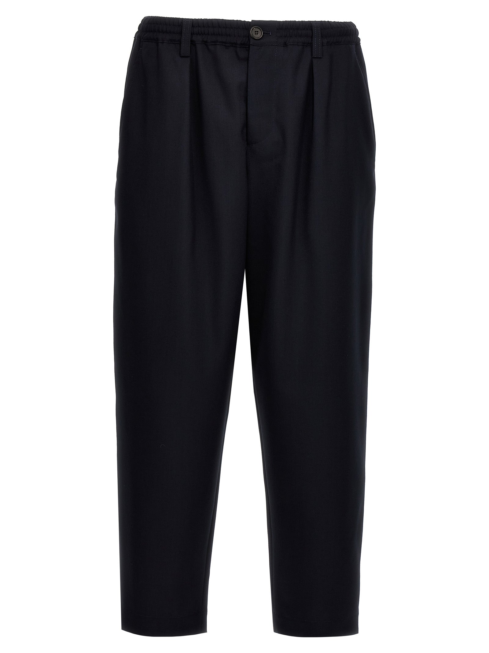 Blue Virgin Wool Cropped Pants