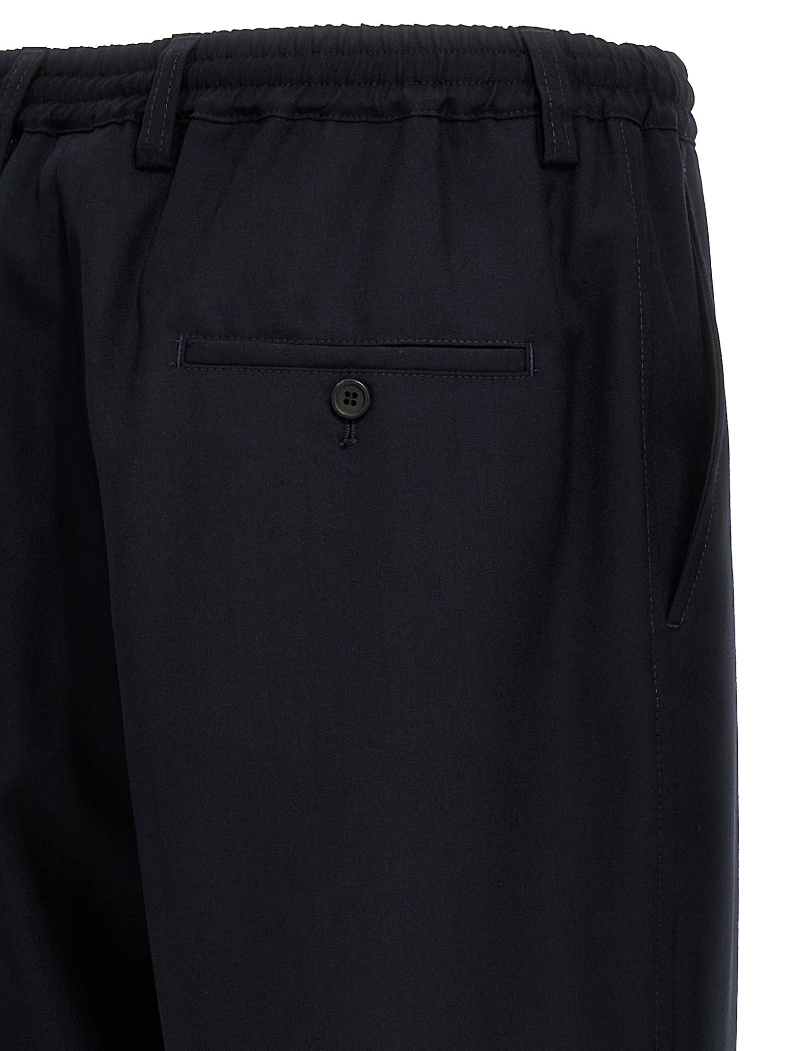 Blue Virgin Wool Cropped Pants