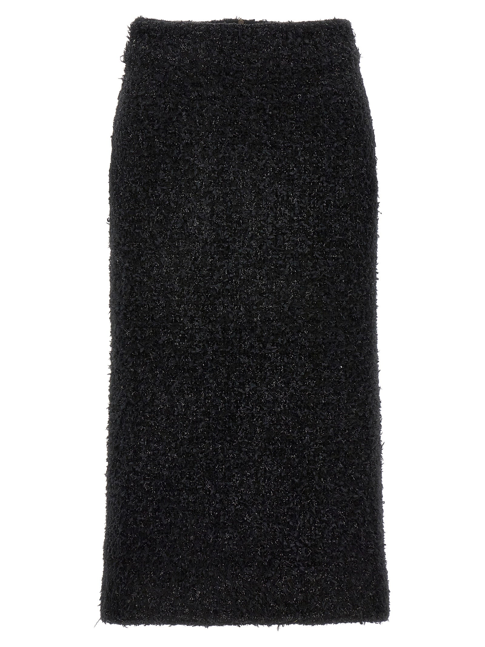 Black Cotton Midi Skirt