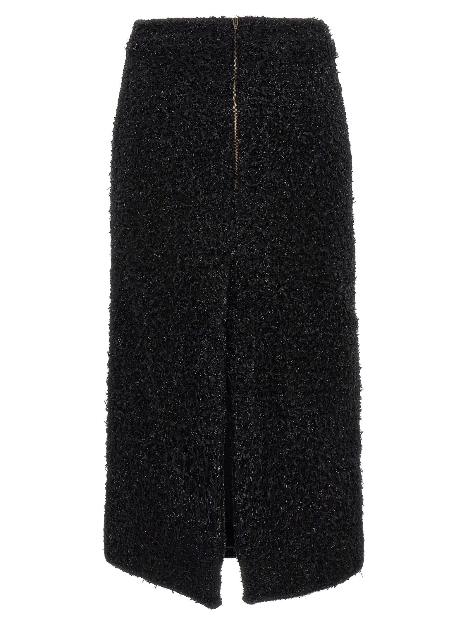 Black Cotton Midi Skirt
