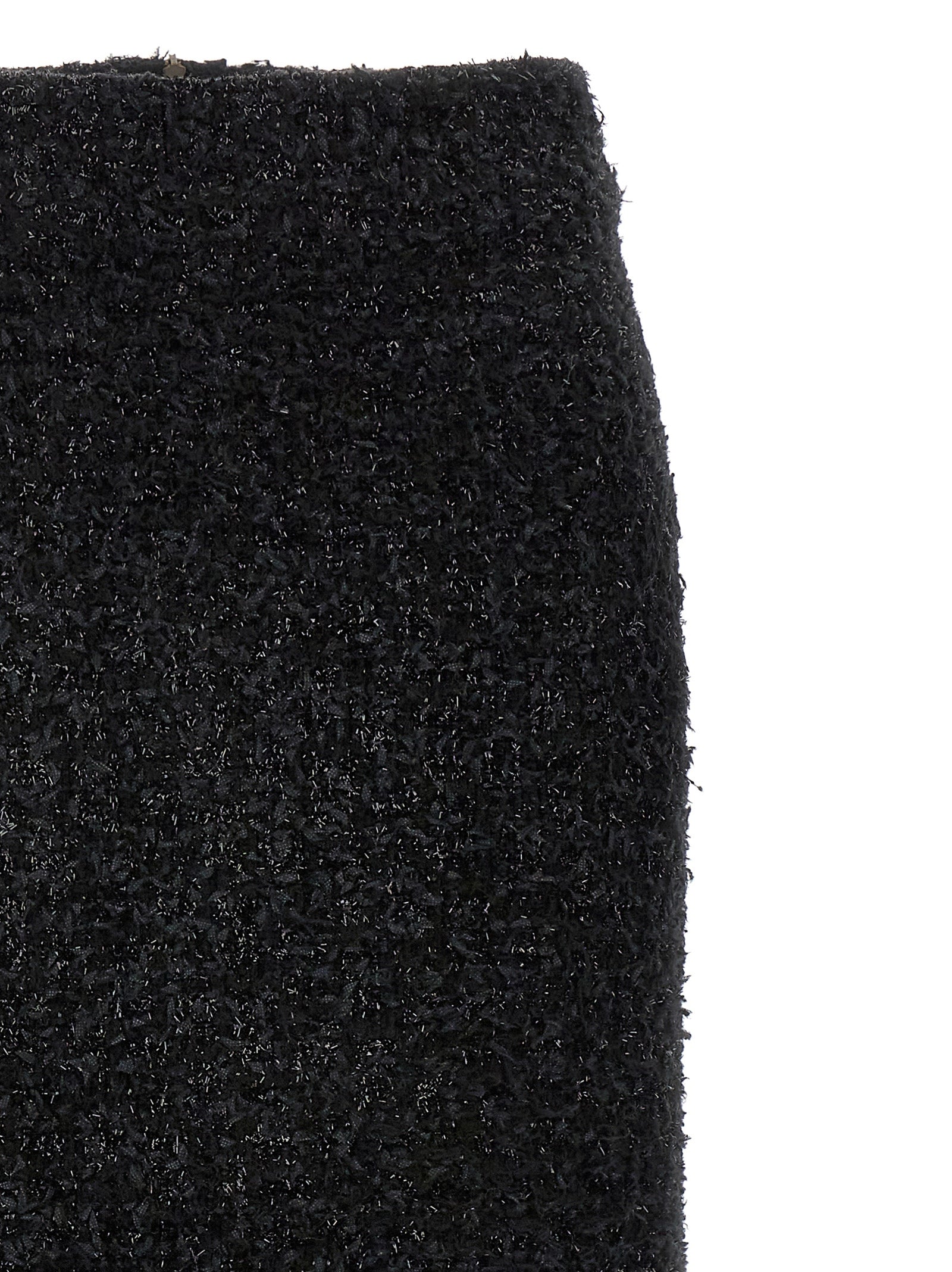 Black Cotton Midi Skirt