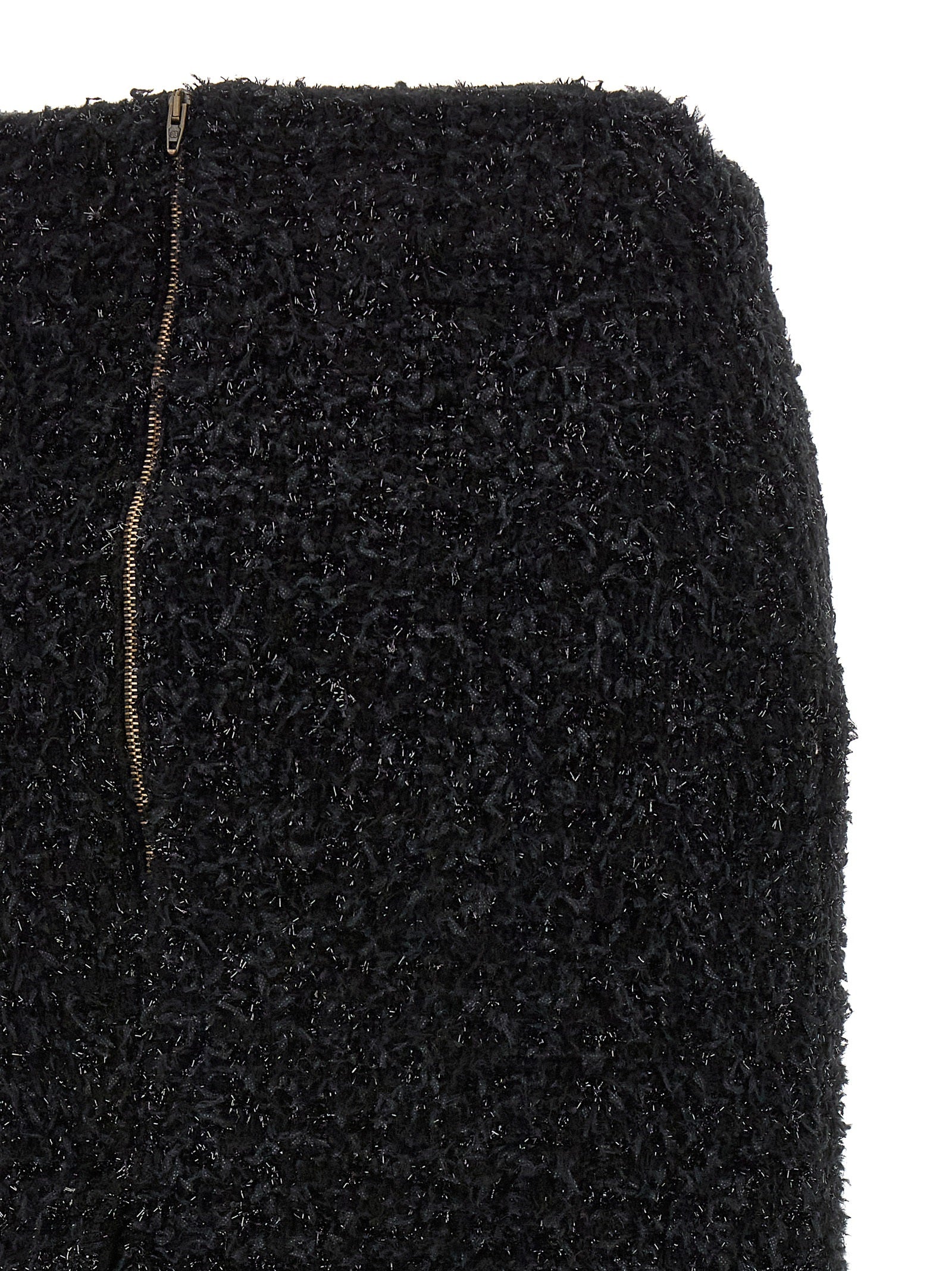 Black Cotton Midi Skirt