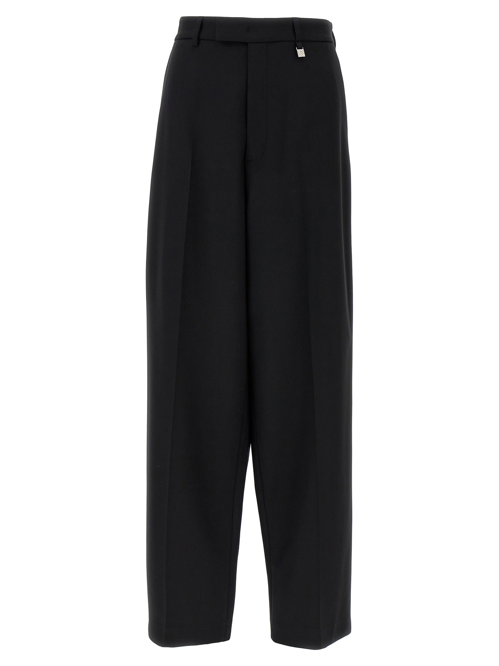 Black Virgin Wool Casual Pants