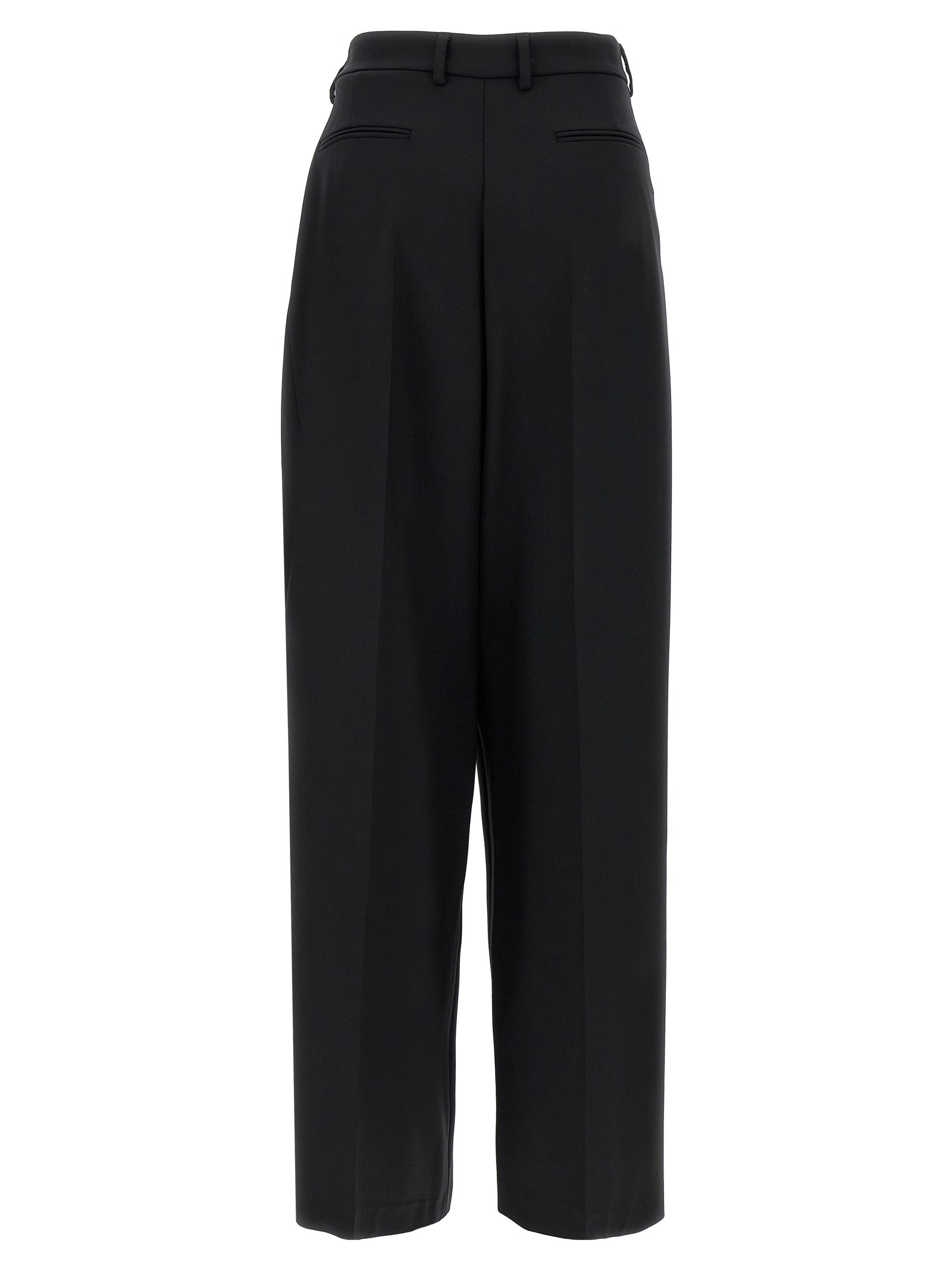 Black Virgin Wool Casual Pants